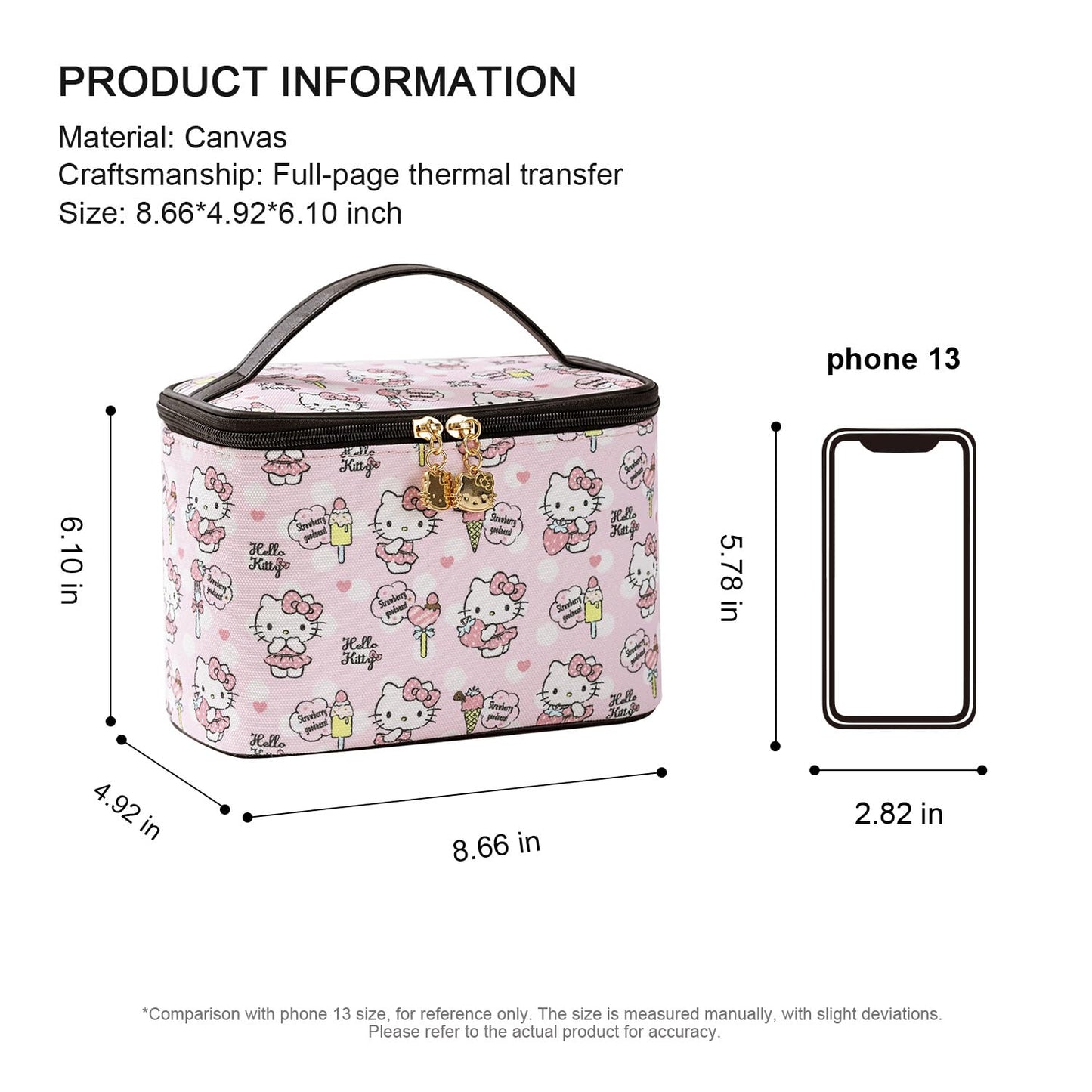 AmBealla Cosmetic Bag Large Makeup Bag Pink Makeup Travel Case with Brush Holder,Canvas Organizer for Women,Toiletry Bag for Skincar &Beauty Tools Sweet Cute for Girls