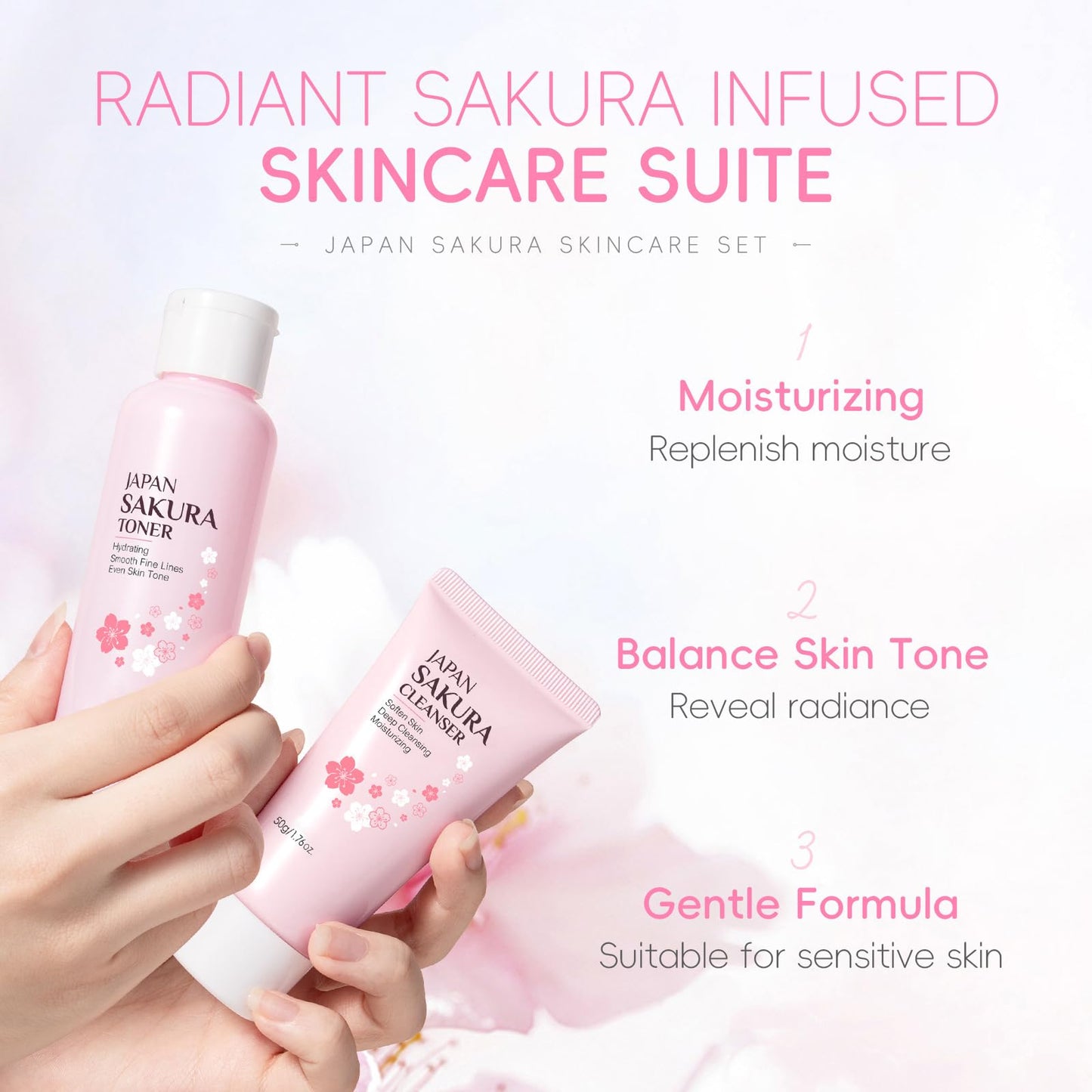 6PCS Sakura Skin Care Set, Skin Care Set Includes Facial Cleanser, Toner, Lotion, Essence, Eye Cream And Face Cream, Beauty Travel Skin Care Gift Set Suitable For Girls