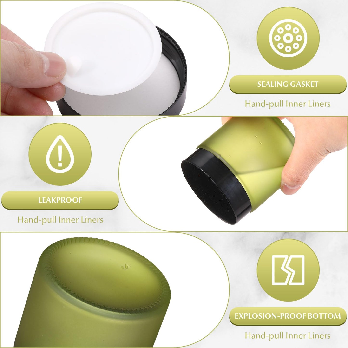 Norme 24 Pcs 4 oz Glass Jars with Lids Leakproof Round Airtight Empty Cosmetic Jars with Inner Liners Lid for Storing Lotions Powder Ointments Making Tins(Pea Green)
