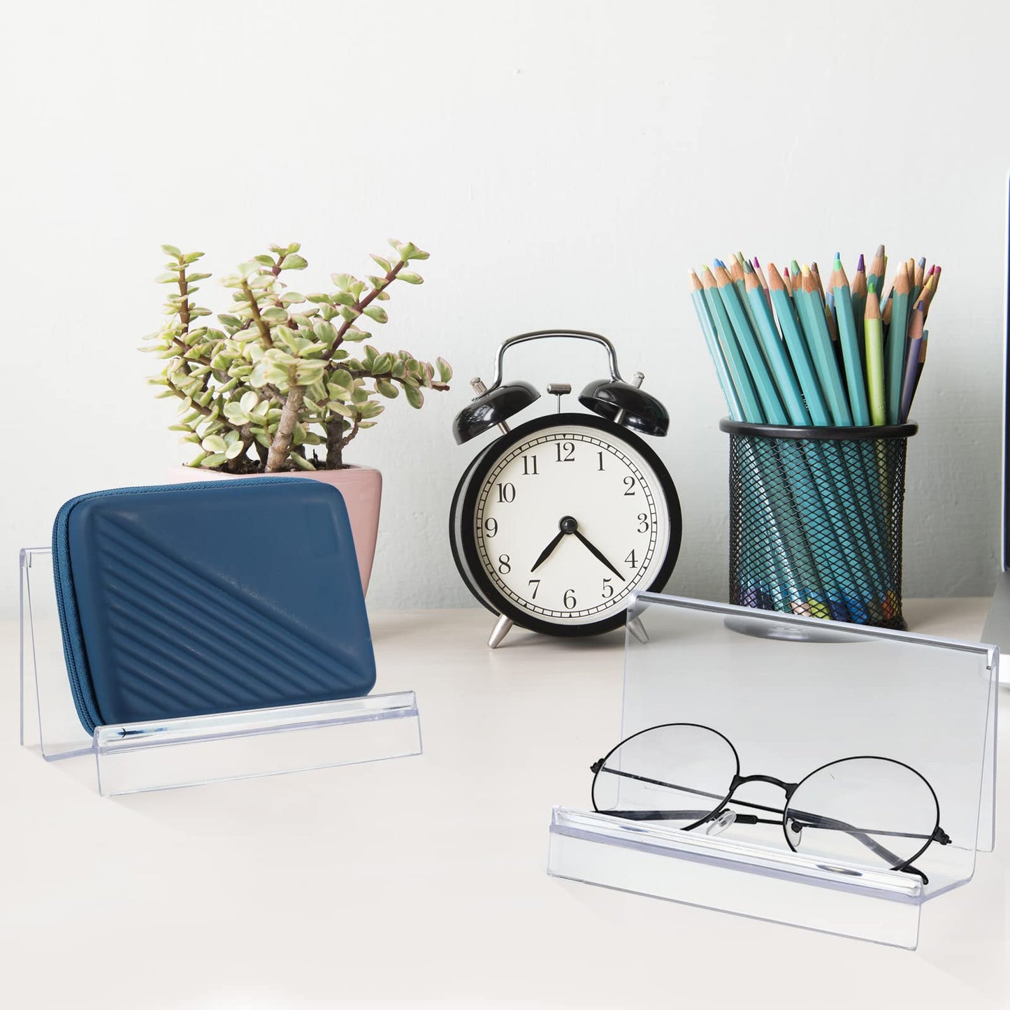 Qunclay 12 Pcs Purse Display Stand Clear Acrylic Wallet Display Stand Purse Holder Handbag Organizer for Bag Phone Cards Store