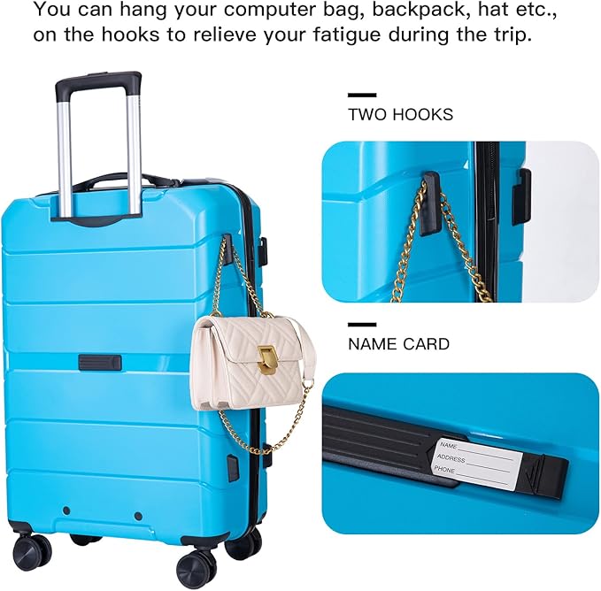 Travelhouse Luggage Sets, Expandable Hardside Suitcases 24in/28in, Carry on 20in,3 Piece Set Travel Luggages Clearance with Double Spinner Wheels TSA Lock Lightweight (Blue-31)