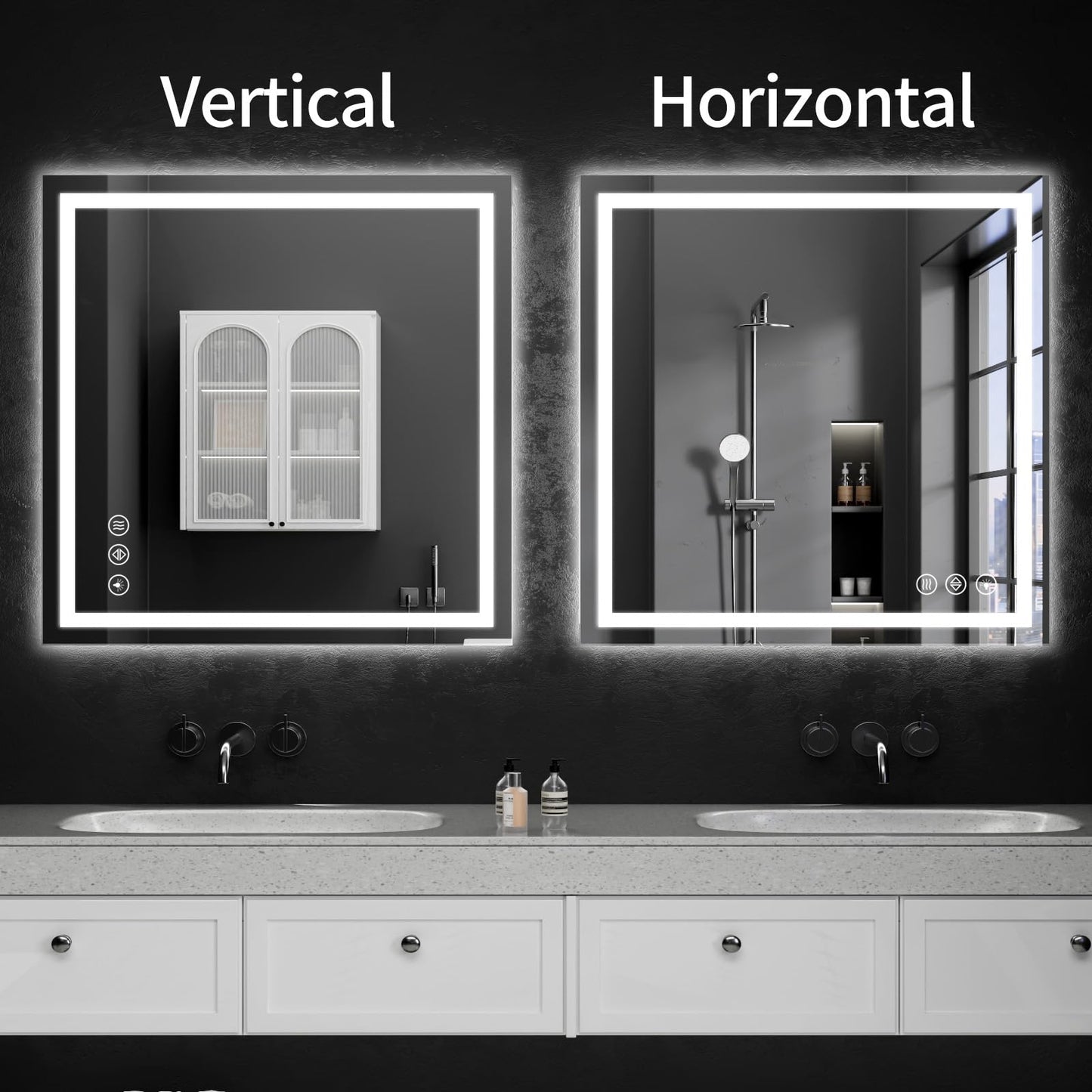 WISSMIELS 30"x30" LED Bathroom Mirror with Lights, Dimmable，Anti-Fog，Bathroom Vanity Mirror for Wall, Backlit + Front Lit, Memory Function, Shatter-Proof，Tempered Glass