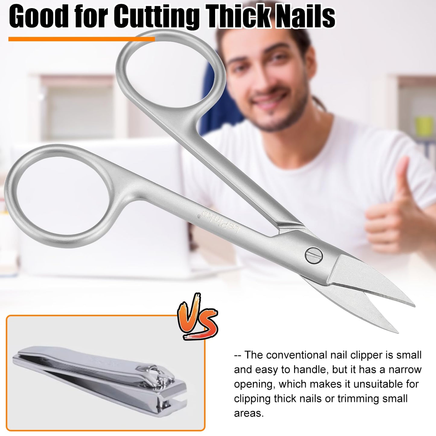 LePinko Toenail Scissors, Poweful Cutting of Fingernails and Thick Toenails, Portable Size, Ideal Choice for Home and Travel Use
