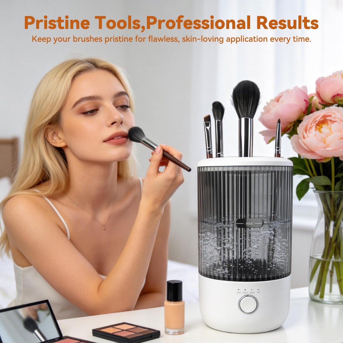 Electric Makeup Brush Cleaner Machine, 6500RPM Automatic & Portable with 1800mAh Rechargeable Battery for All Brush Sizes, Perfect Gift for Makeup Lovers
