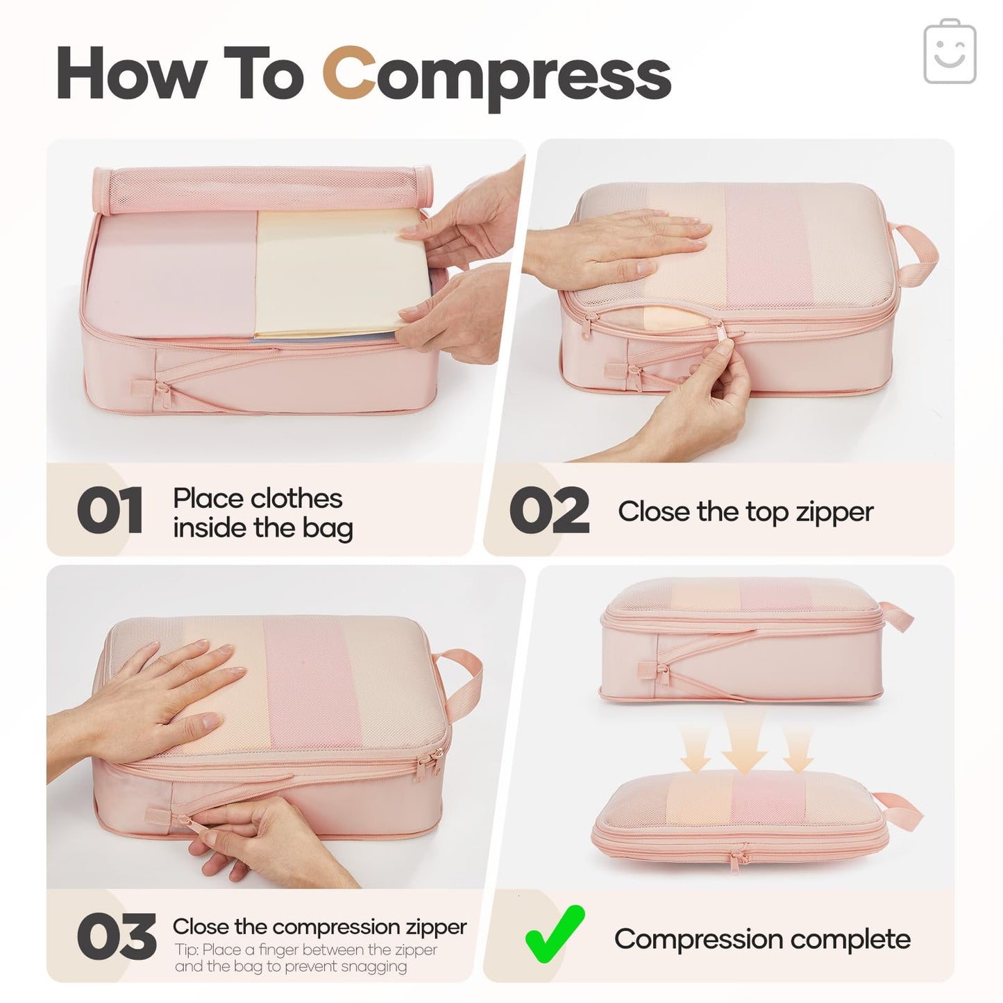 Veken 11-Pack Compression Packing Cubes for Travel Essentials,Compressible Expandable Large Luggage Suitcase Organizer Bags for Clothing,Durable Space Saver Bags with Toiletry Bags(Beige)