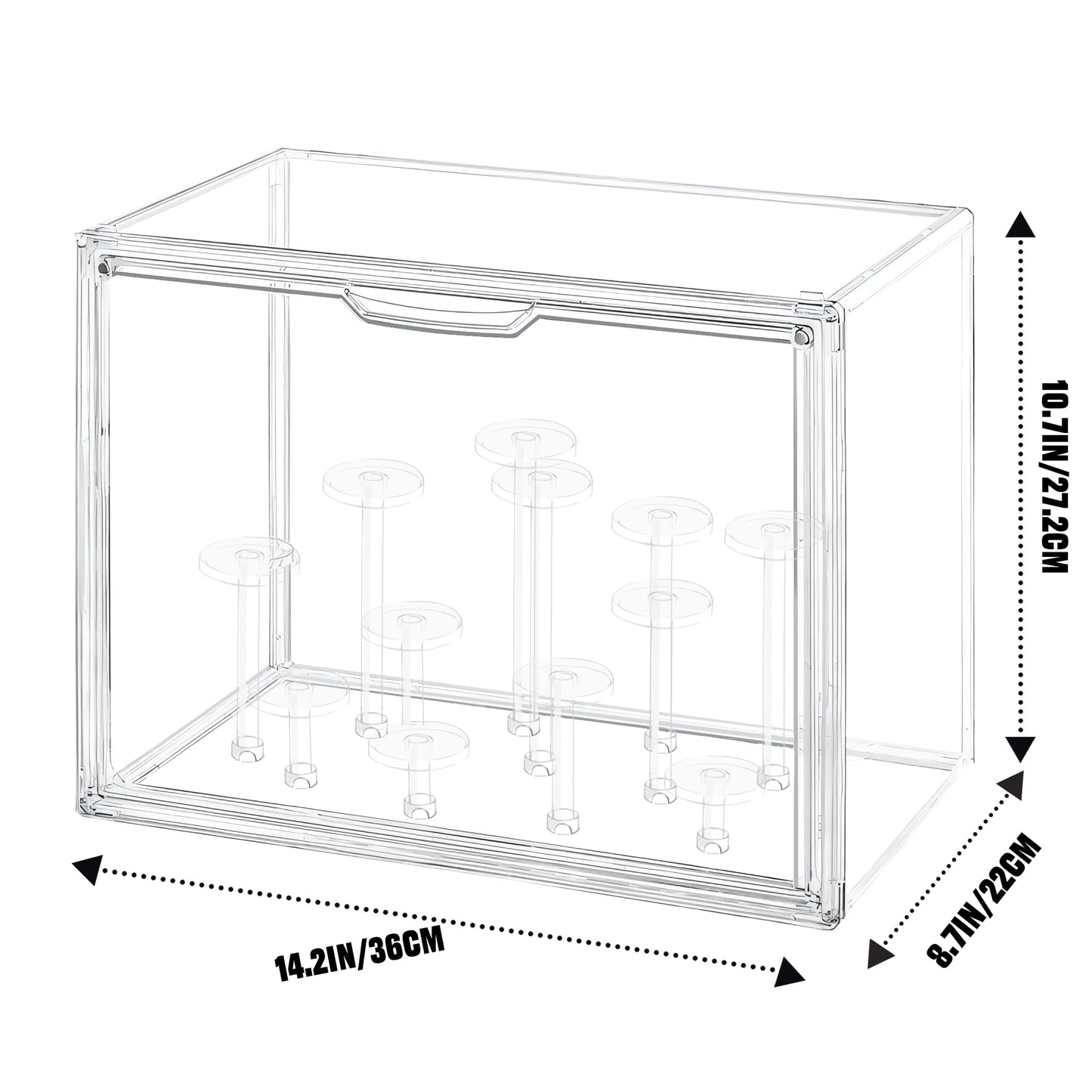 Cutora Clear Acrylic Display Case with Free-Combination Holder, Large Blind Box for Figures, Dustproof Storage Organizer with Magnetic Door for Action Figures Toys, Stackable Collectibiles Showcase