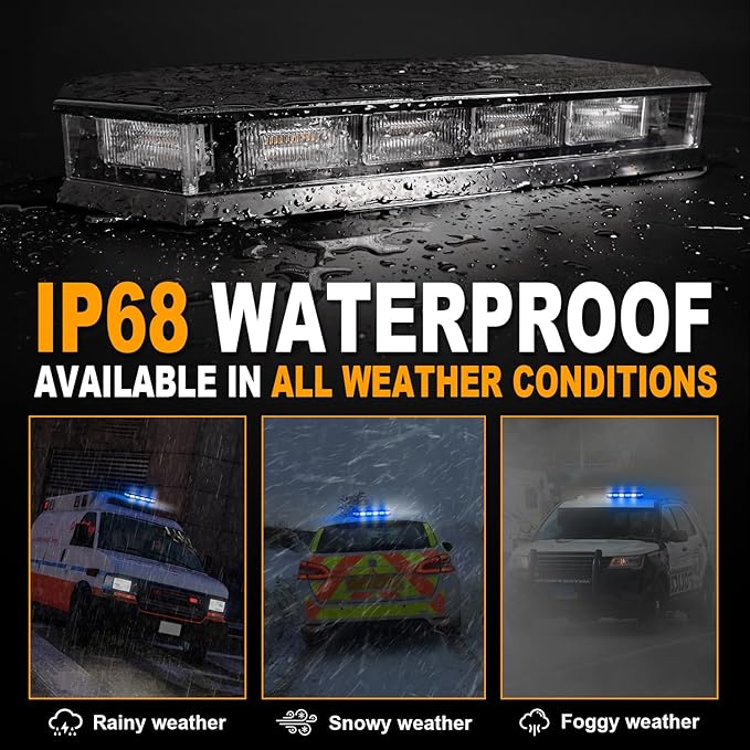 ASPL 16.5 Inch Roof Top Beacon Emergency Strobe Light 56 LED Magnetic Warning Caution lights bar Traffic Hazard Plow Light for Trucks Vehicles Construction Snowplow (Blue/White)
