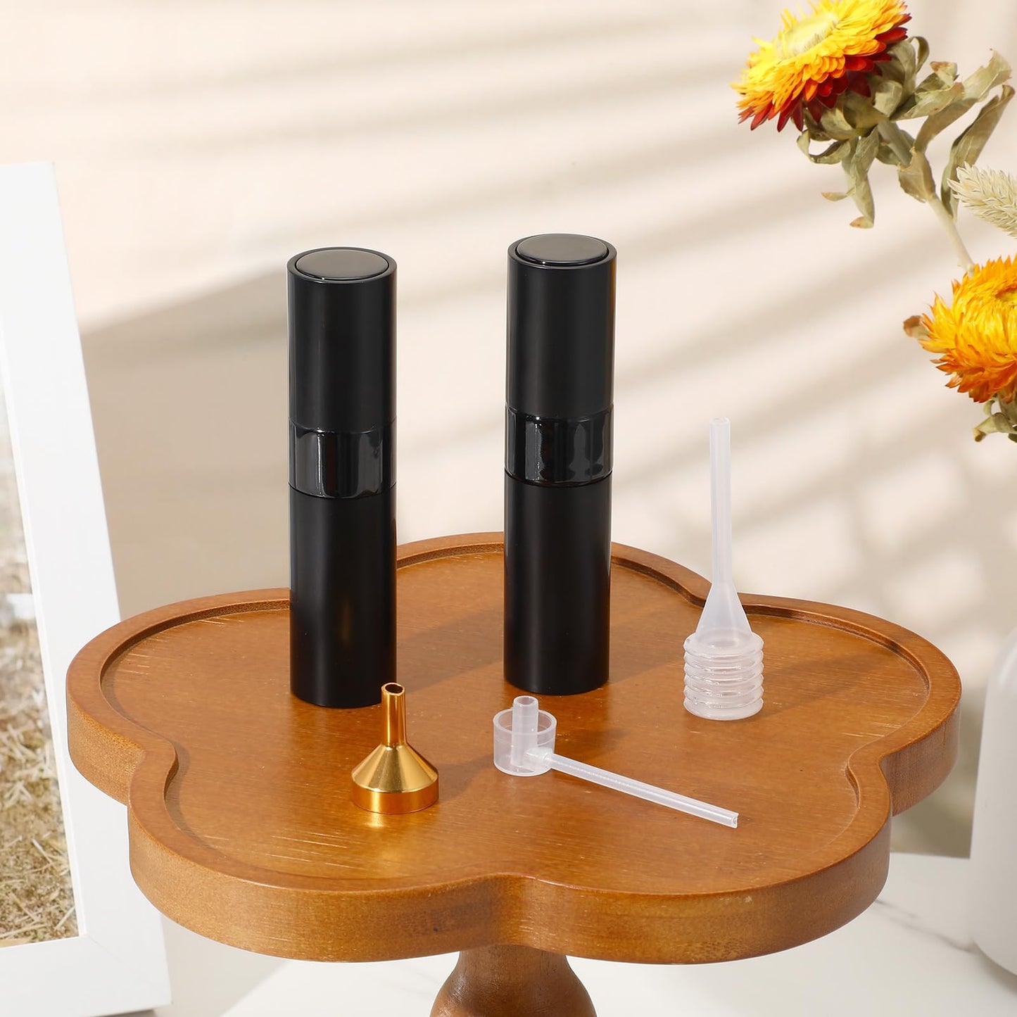 Wanmu 15Pcs 8ML Atomizer Perfume Spray Bottle for Travel, Refillable Perfume Bottle, Empty Cologne Dispenser, Twist Type Pocket Cologne Sprayer, Black