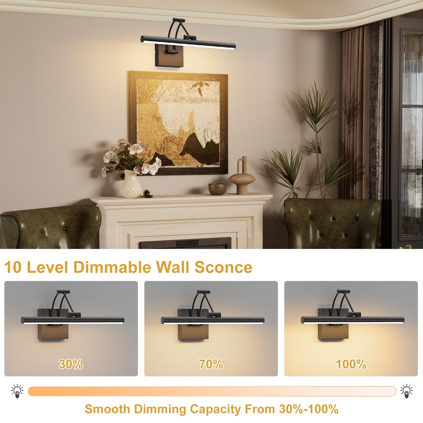 Tipace Black Hardwired Picture Lights for Paintings - 15.7 inch 3CCT Dimmable Modern Gallery Light with Remote Control Led Wall Art Lighting Display Artwork