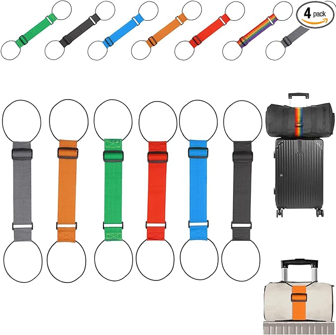 Multi Use Strong Adjustable Luggage Connector Straps, Flexible and Adjustable Luggage Strap, Luggage Connector Straps for Suitcases, Secure Stacking&Hands-Free Travel, Easy to Identify Travel (6Pcs/1)