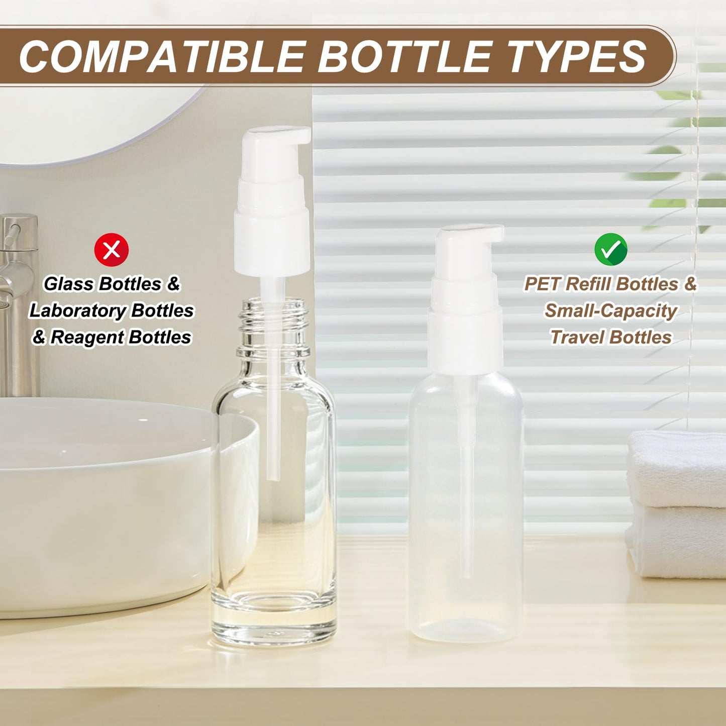 uxcell 12Pcs Dispenser Bottles Pump, Plastic Foundation Pumps Dispensers Top Replacement with Cover for 20/410 Thread Neck Size Essential Oil Lotion Cosmetic Liquid Dispensing, White