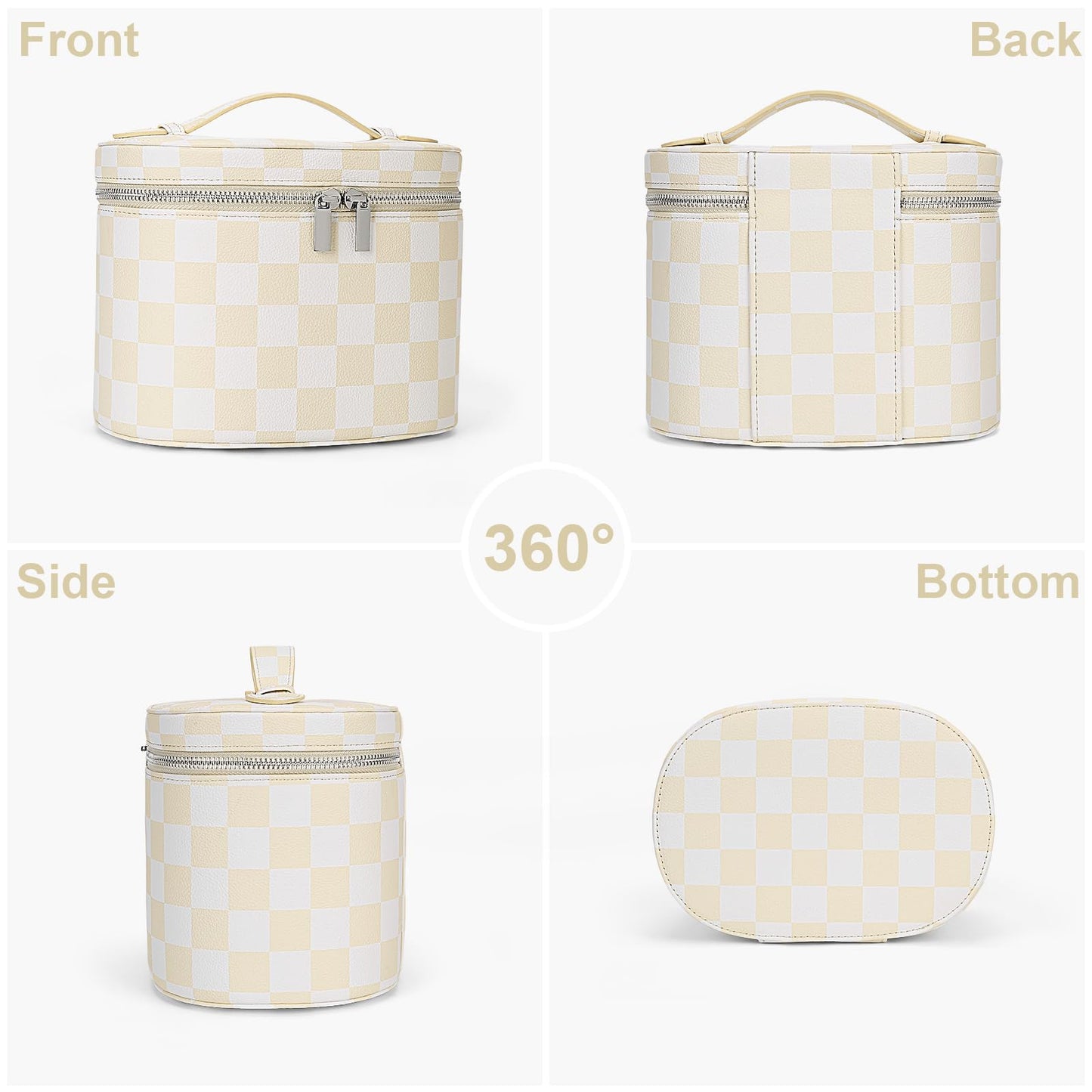 YFGBCX Checkered Makeup Bag Vanity Case with Divider Travel Toiletry Bag Women Cosmetic Bag Makeup Organizer Case