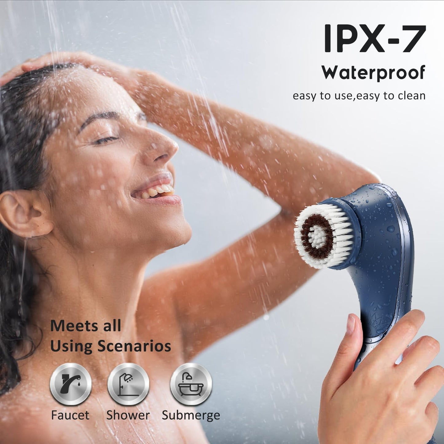 Facial Cleansing Brush Face Scrubber Exfoliator Rechargeable IPX7 Waterproof Electric Spin Cleanser Device for Exfoliating, Massaging and Deep Cleansing Removing Blackhead, Face Massaging