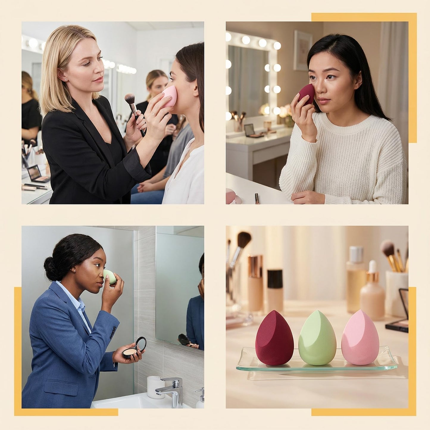 ‌15-Pcs Makeup Sponge Set – Soft, Latex-Free, Individually Wrapped Beauty Makeup Sponge for Wet & Dry Use, Ideal for Foundation, Concealer & Powder Application