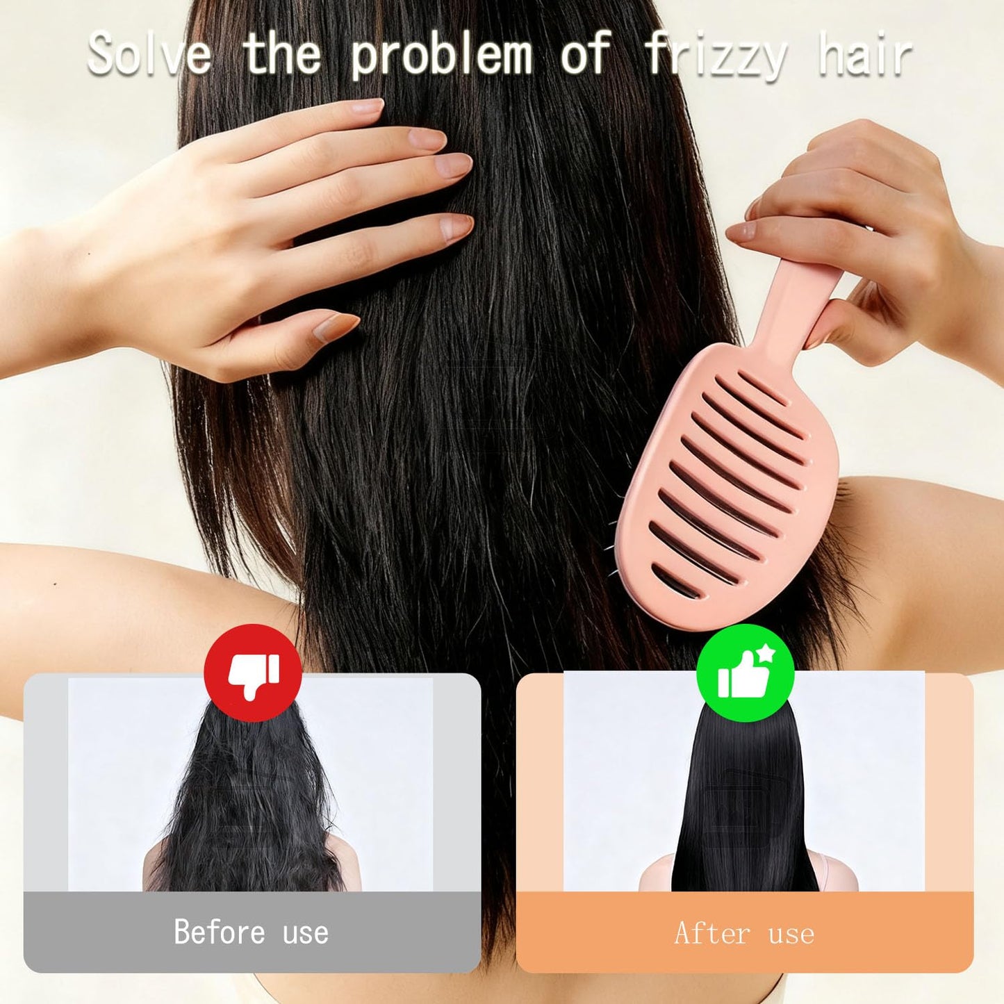 Self Cleaning Hair Brush with Lift Pad, ABS Vent Brush for Blow Drying, Dual Curve Design with Extra Long & Thick Bristles, Wet Hair Brush for Women, Girls & Kids (Pink, Not foldable)