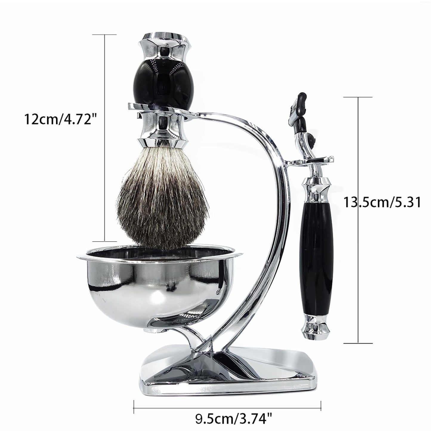 Magyfosia Men's Shaving Kit & Grooming Set,3-Layer Cartridge Shaving Razor,Badger Hair Shaving Brush,Stainless Steel Shaving Bowl and Stand Holder,Smooth,Precision,CLean Shaving Tools for Him