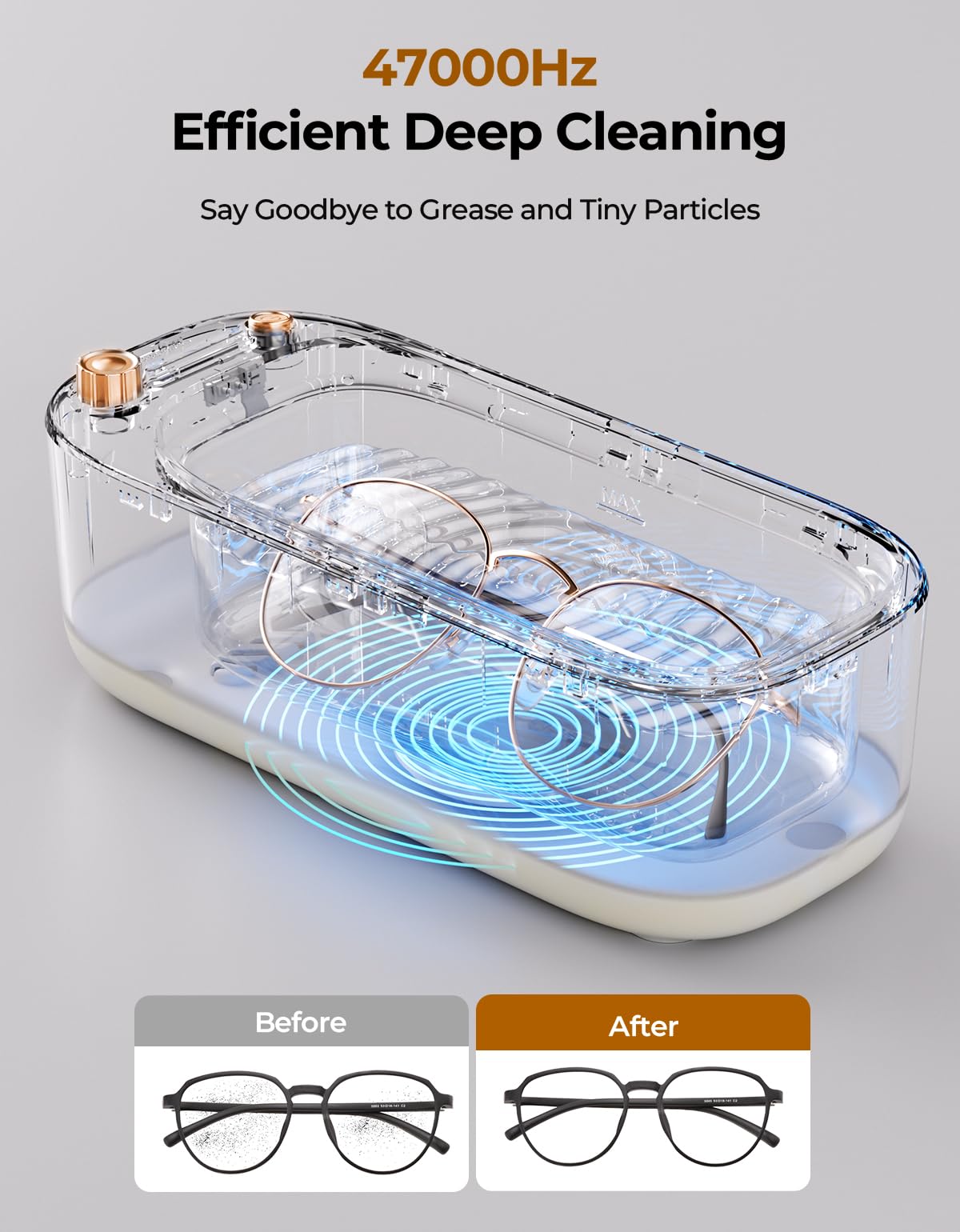 ULTRDREAMS 400ml Ultrasonic Cleaner Machine for Jewelry, Professional Electric Mini Cleaning Device with UV Light & 4 Modes for Glasses, Ring, Denture, Invisalign & Makeup Brush - Ivory