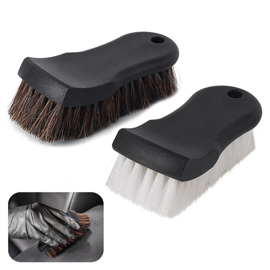 Wiojtry Upholstery Brush, Upholstery Brush Set, Leather Cleaning Brush, Carpet Brush Car Cleaning Brush, Long Bristle Horse Hair Car Cleaning Brush for Car Interior Leather Seat and Home Furniture