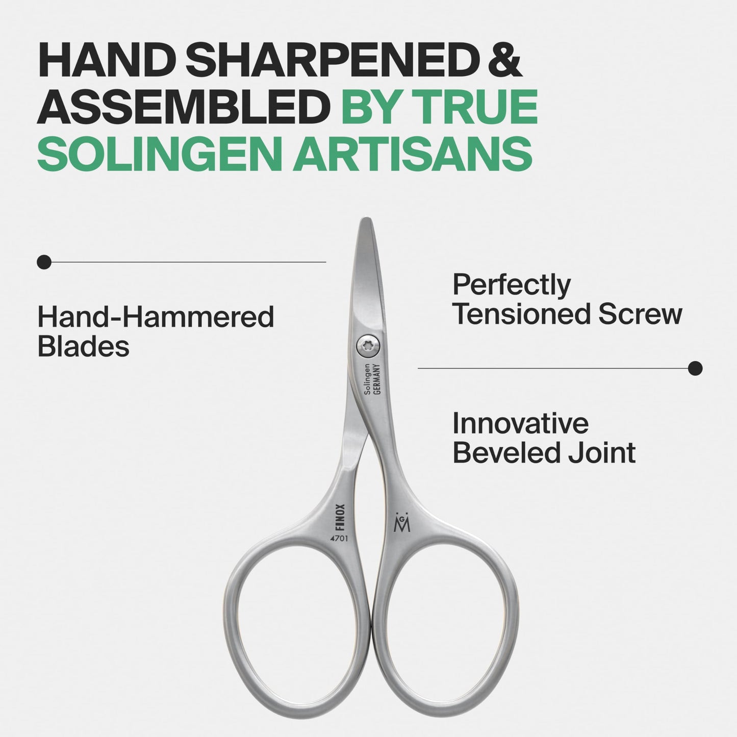 GERMANIKURE Rounded Safety Nail Scissors - FINOX Surgical Stainless Steel baby scissors and Manicure Tools in Leather Case - Self Grooming Scissors for nails Ethically Made in Solingen Germany - 4701