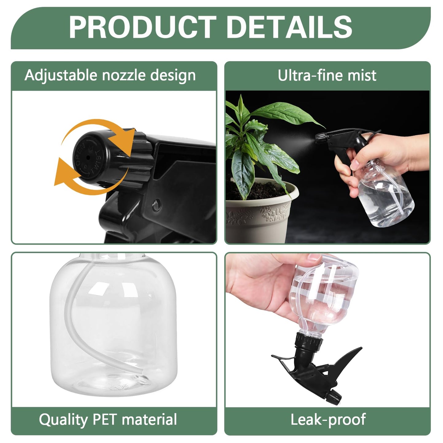 Thsofam 20 Pieces Plastic Spray Bottles Bulk 8 oz/250ml Small Empty Spray Bottles Sprayer for Hair Mister Spray Bottle Watering Plants Showering Pets