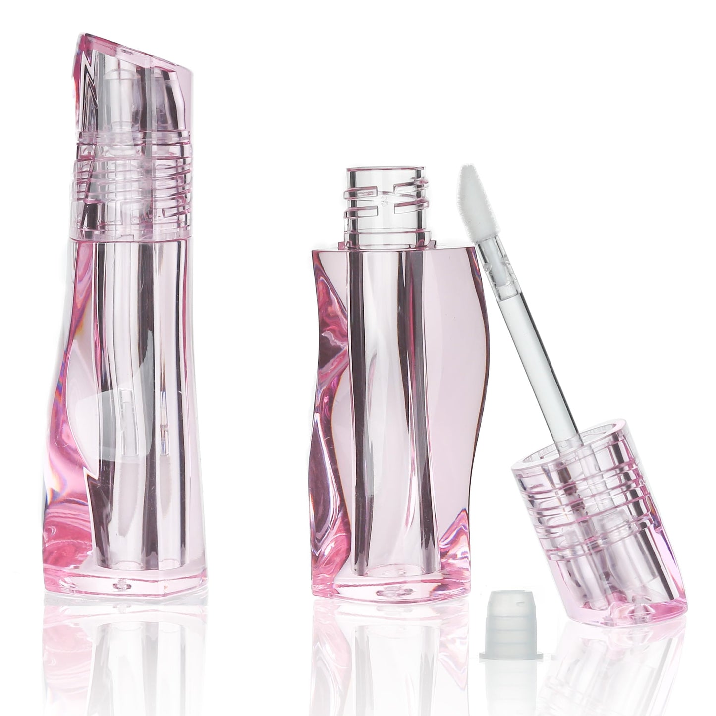COSIDEA 14 pcs 3ml Pink Empty thick wall lip gloss tubes with wand unique twisted shape lipgloss tube container bottles
