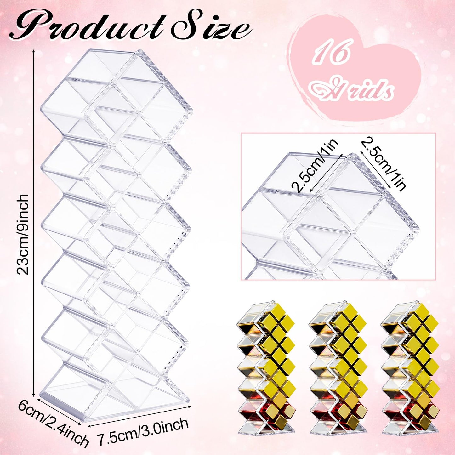 6 Pack Acrylic Lipstick Holder Organizer 96 Slots Clear Lip Gloss Holder Organizers Stackable Fish Shape Lipsticks Tower Lipstick Case Display Stand Storage Box for Makeup Cosmetic Vanity drawer