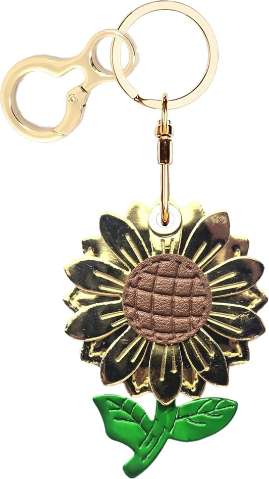 Shiny Leather Charm Keychain Holder Case Compatible with AirTag,Cute Protective Cover with Keyring,Anti-Scratch Finder GPS Tracker Case for Wallet Keys,Bag,Pets(Flower A)