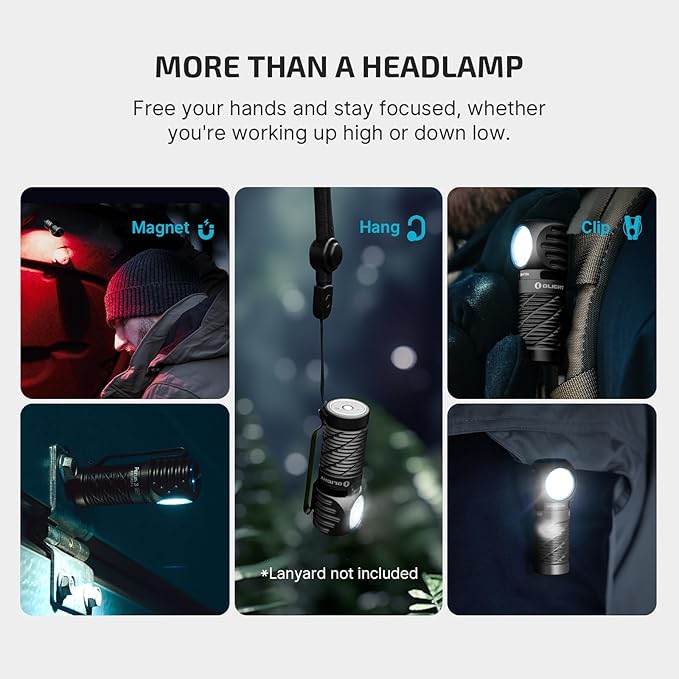 OLIGHT Perun 3 Mini Headlamp 1250 Lumens LED Head Flashlight,Rechargeable Headlight with Red Light Option,Perfect for Working, Hiking, Camping and Climbing (Cool White 5700K~6700K, Black)