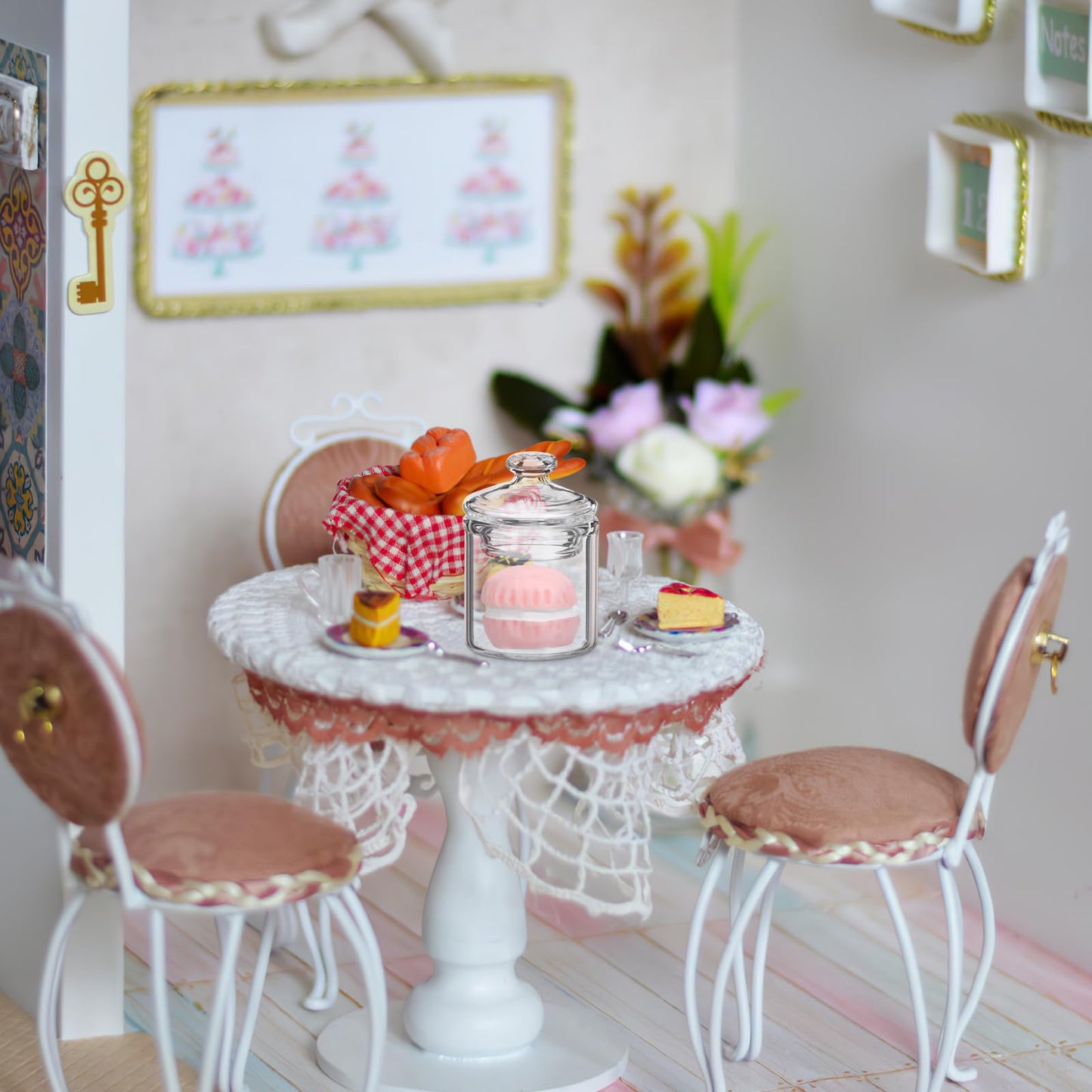 1:12 Scale Miniature Glass Jars with Lids - 8pcs Transparent Dollhouse Bottles Storage Jars Mini Glass Canister for Dollhouse Miniature Food, Terrarium Decor & Photo Props