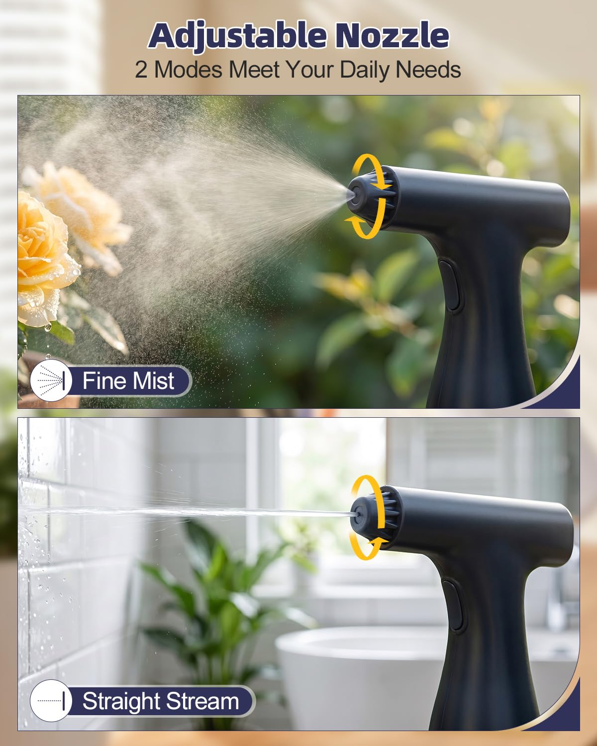 Wedama Electric Spray Bottle, 17 oz Empty Spray Bottles Automatic Spray Bottle Continuous Spray Bottle Rechargeable Sprayer with Adjustable Nozzle for Cleaning, Plant, Hair, Skincare, Pet (2 Pack)