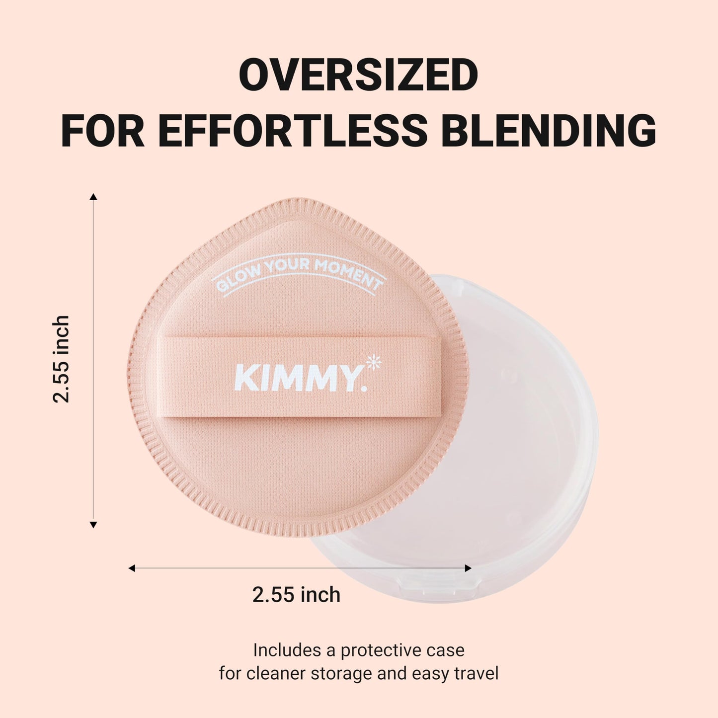 KIMMY Makeup Sponge Blender 2PCS Set with Case – Glass Skin Foundation Sponge, 0.0001mm Non-Absorbent Rubycell for Liquid & Cream Foundation, Reusable K-Beauty Makeup Applicator