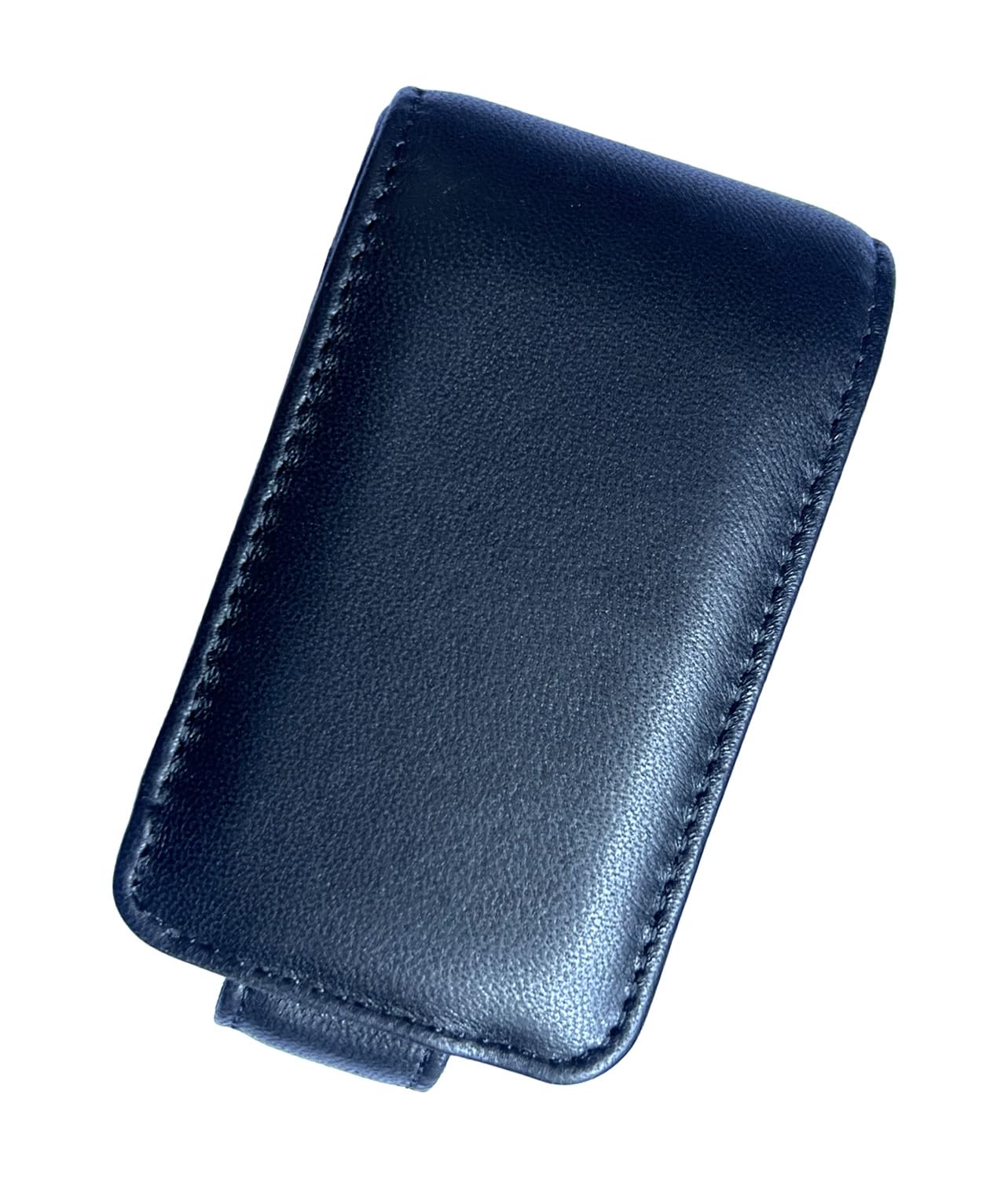 AgentMoon Handheld Lipstick Pouch with Mirror,Genuine Leather Lip Balm Case with Clamshell Magnetic Hidden Clasp.Portable Travel Cosmetic Case for Women Gift. 4.1x2.3x1.8 inches (Black)