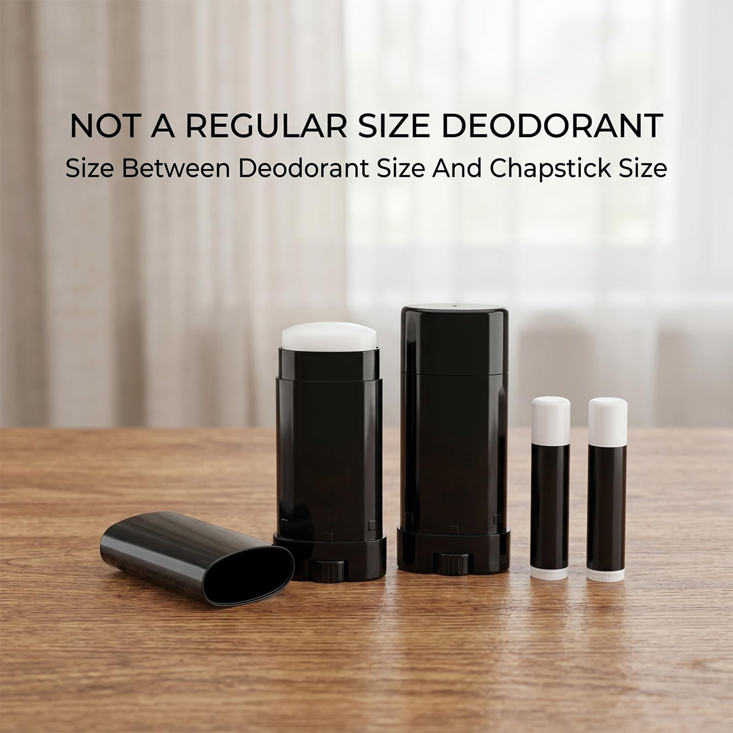 Afcabakila 50 Pack Empty Deodorant Containers 0.5 Oz/15ml Black Deodorant Containers Twist Up Plastic Tubes For Lip Balm Homemade Salve Solid Lotion Perfume Stick Travel Size