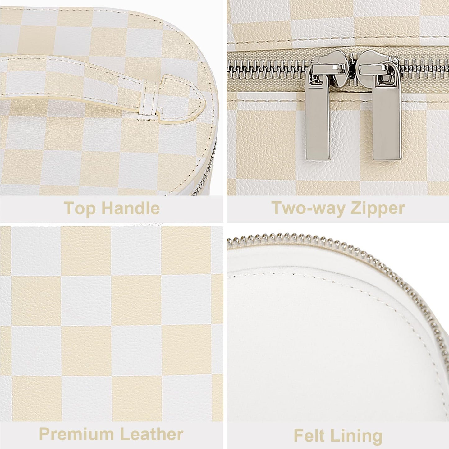 YFGBCX Checkered Makeup Bag Vanity Case with Divider Travel Toiletry Bag Women Cosmetic Bag Makeup Organizer Case