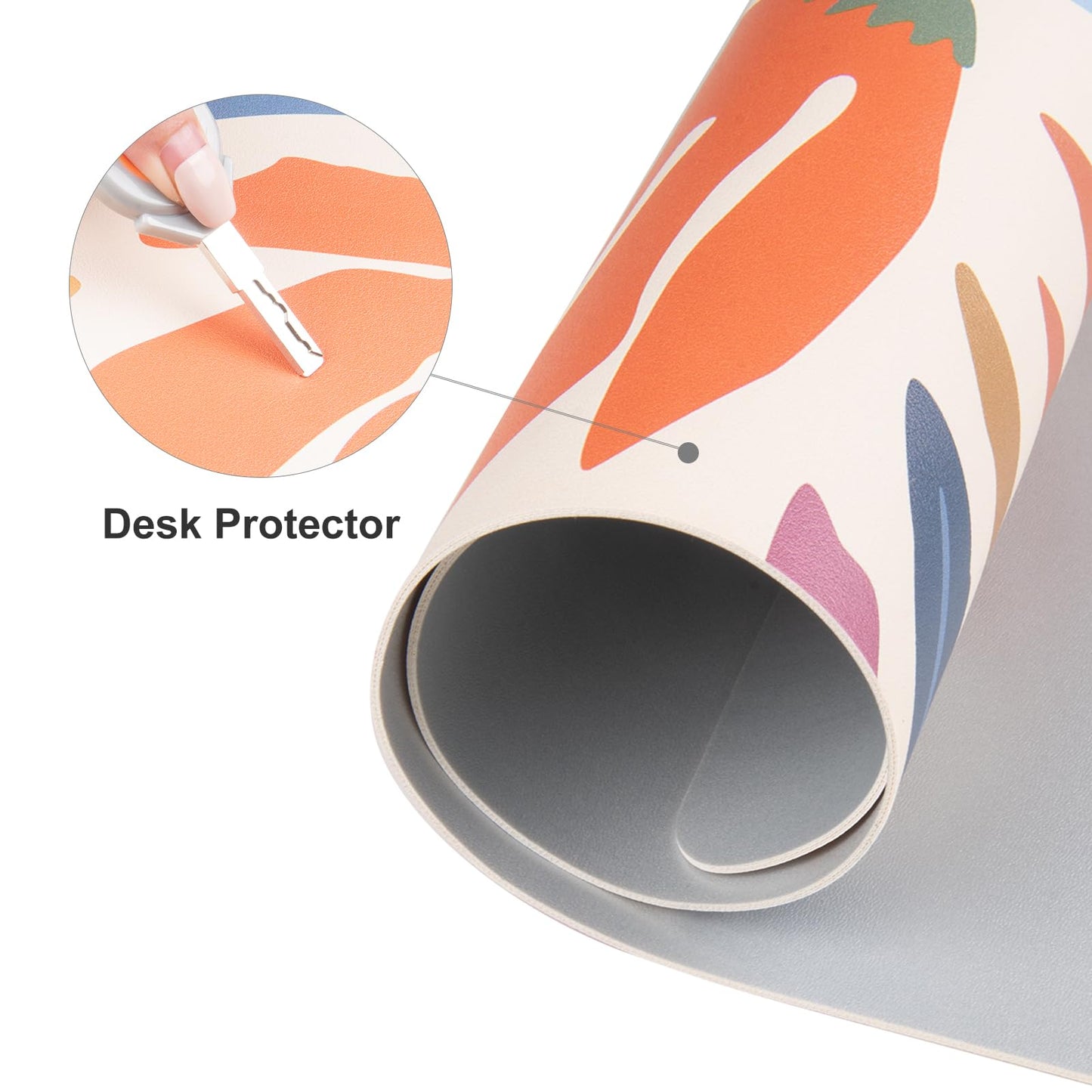 Colorful Star Abstract Floral Large Mouse Pad, Waterproof Office Desk Mat, Non-Slip Gaming Mouse Pad, XXL PC Laptop Protector Pads, PU Leather Desk Writing Pads for Office Home, 31.5" x 15.7"