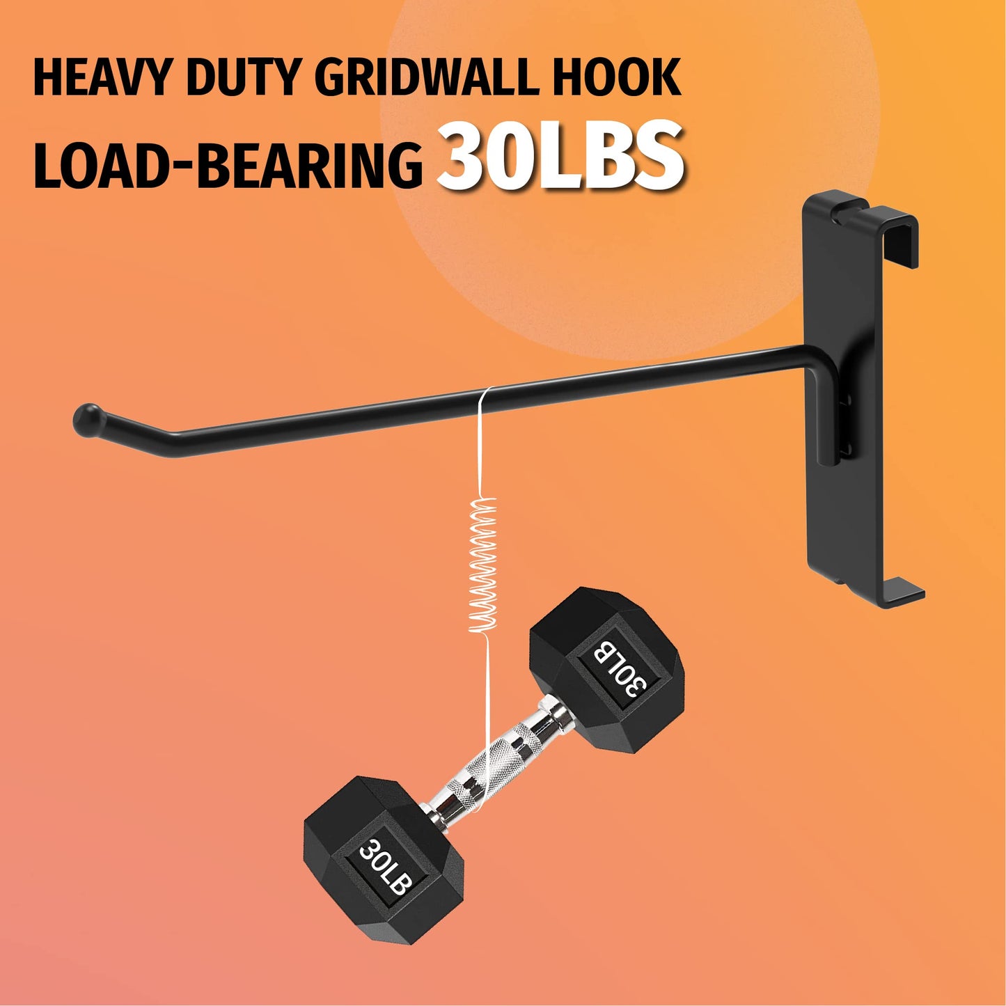 HUHOLE 32 Pack 10 Inch Black Gridwall Hooks for 3 × 3 Wire Grid Panel