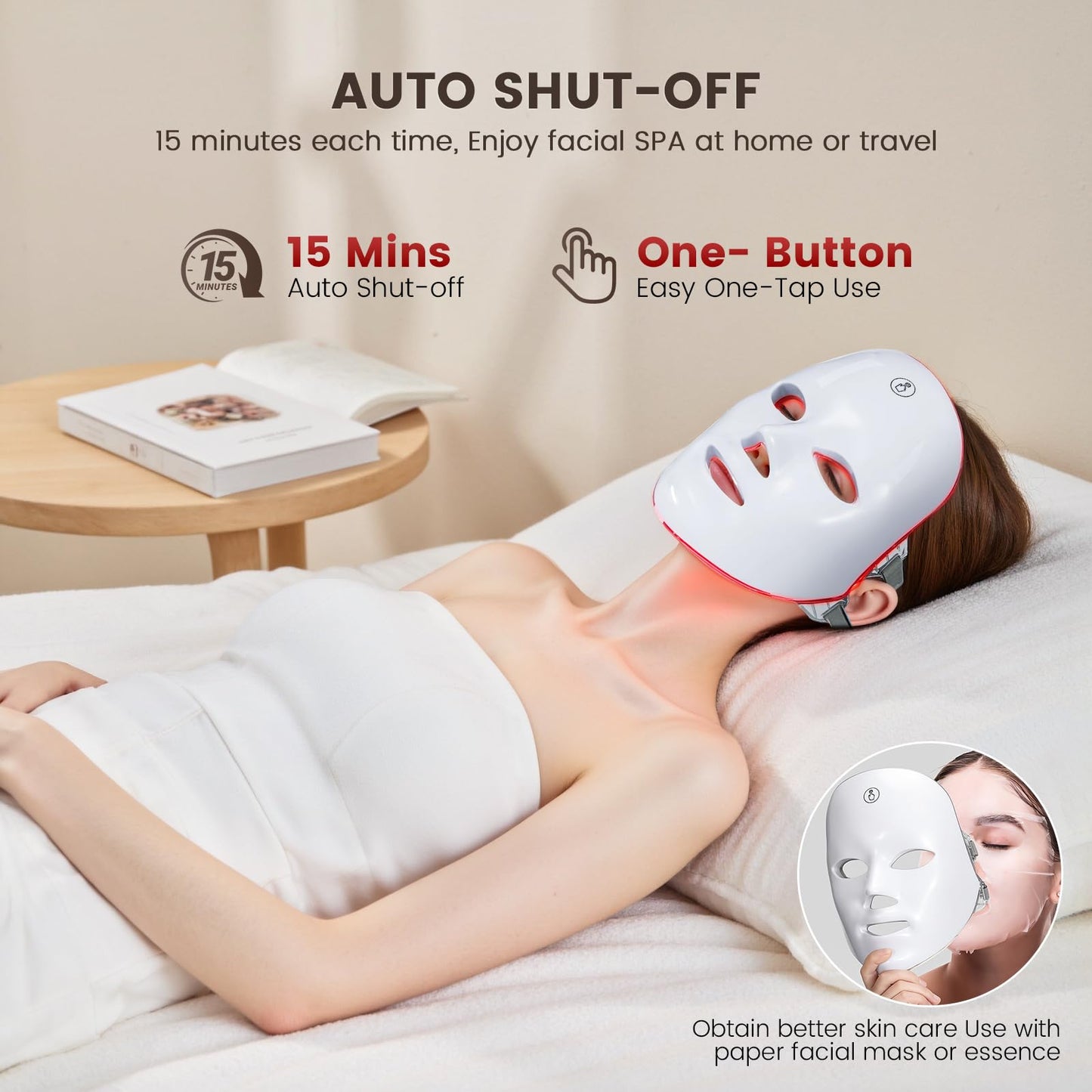 TOYHIS LED Face Mask Light Therapy,LED Light Therapy Mask for Face，Portable 7 Colors LED Facial Skin Care Mask for Home Use,Rechargeable