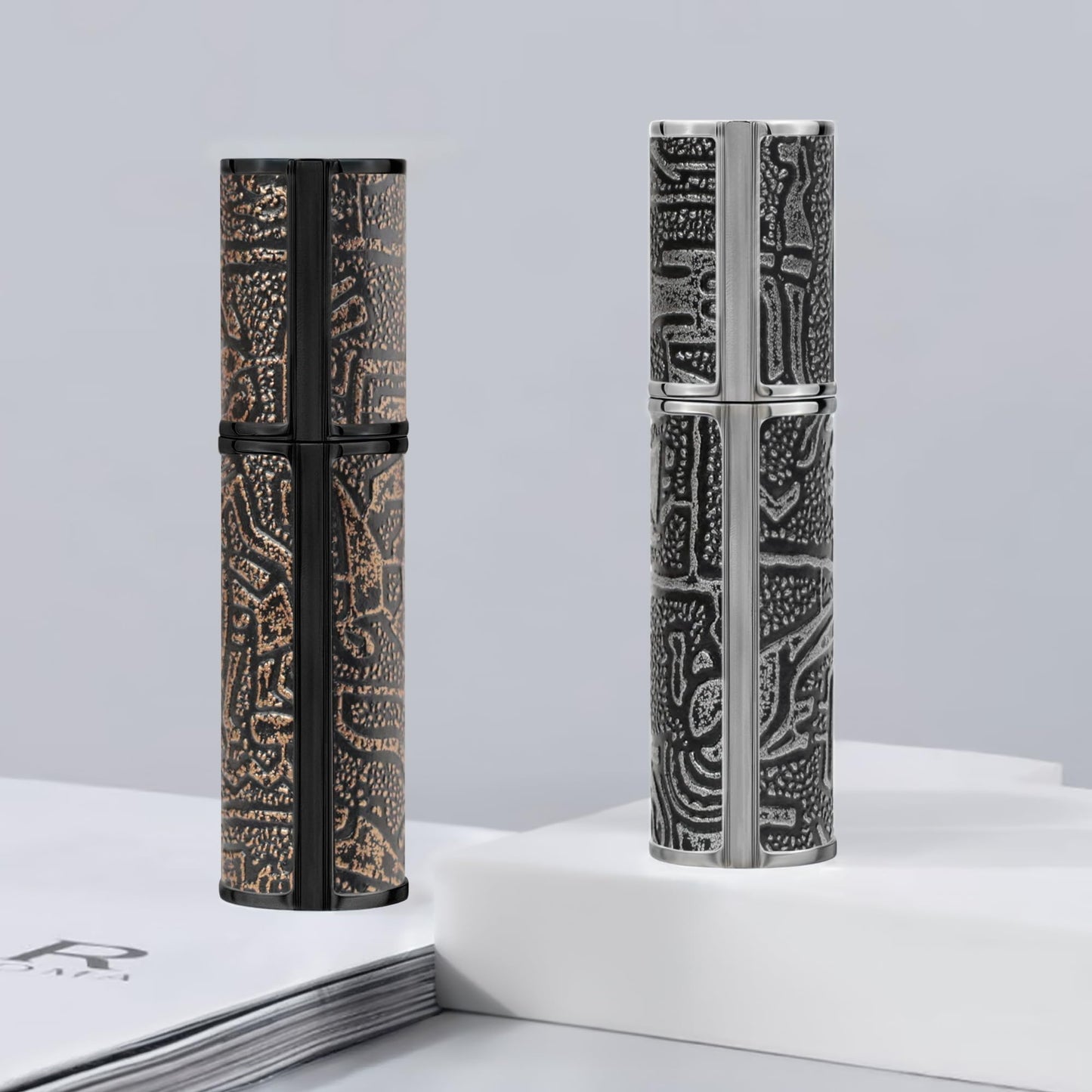 muilsae Perfume Spray Bottle 5ml, Ancient Print Leather Refillable Dispenser Bottom Fill Fragrance Scent Container, Portable and Leak-proof Suitable for Traveling & Outgoing, AG00AQ (Egypt Prink)