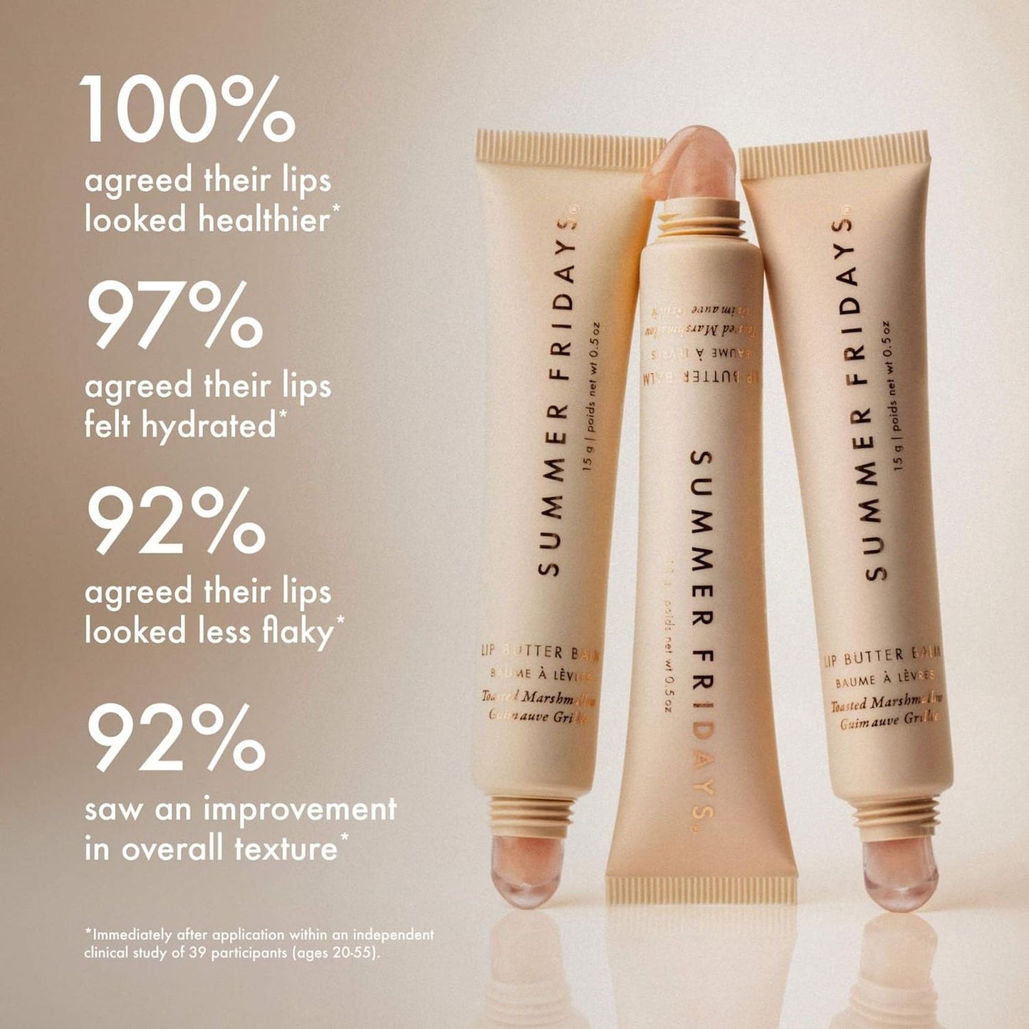 Summer Fridays Lip Butter Balm - Moisturizing Lip Gloss for Instant Shine + Sheer Color - With Nourishing Shea Butter - Everyday Makeup + Skin Care Summer Essentials - Toasted Marshmallow (.5 Oz)