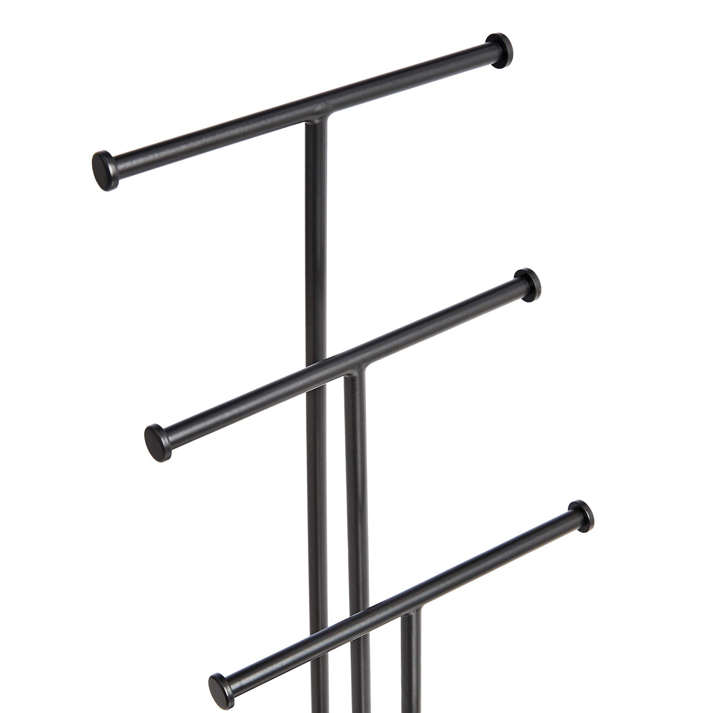 Amazon Basics Four-Tier Jewelry Organizer Tree Stand, Necklace Earring Bracelet Holder with Ring Storage, Walnut/Black