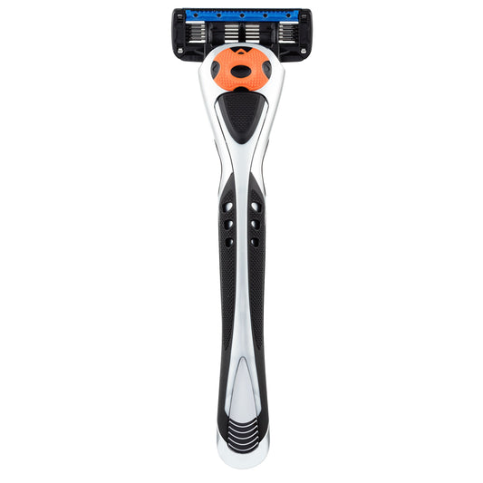 Personna Men's 5 Blade Razor with Bulk Pack of 12 Replacement Razor Cartridges and Shaving Razor Handle (Silver)