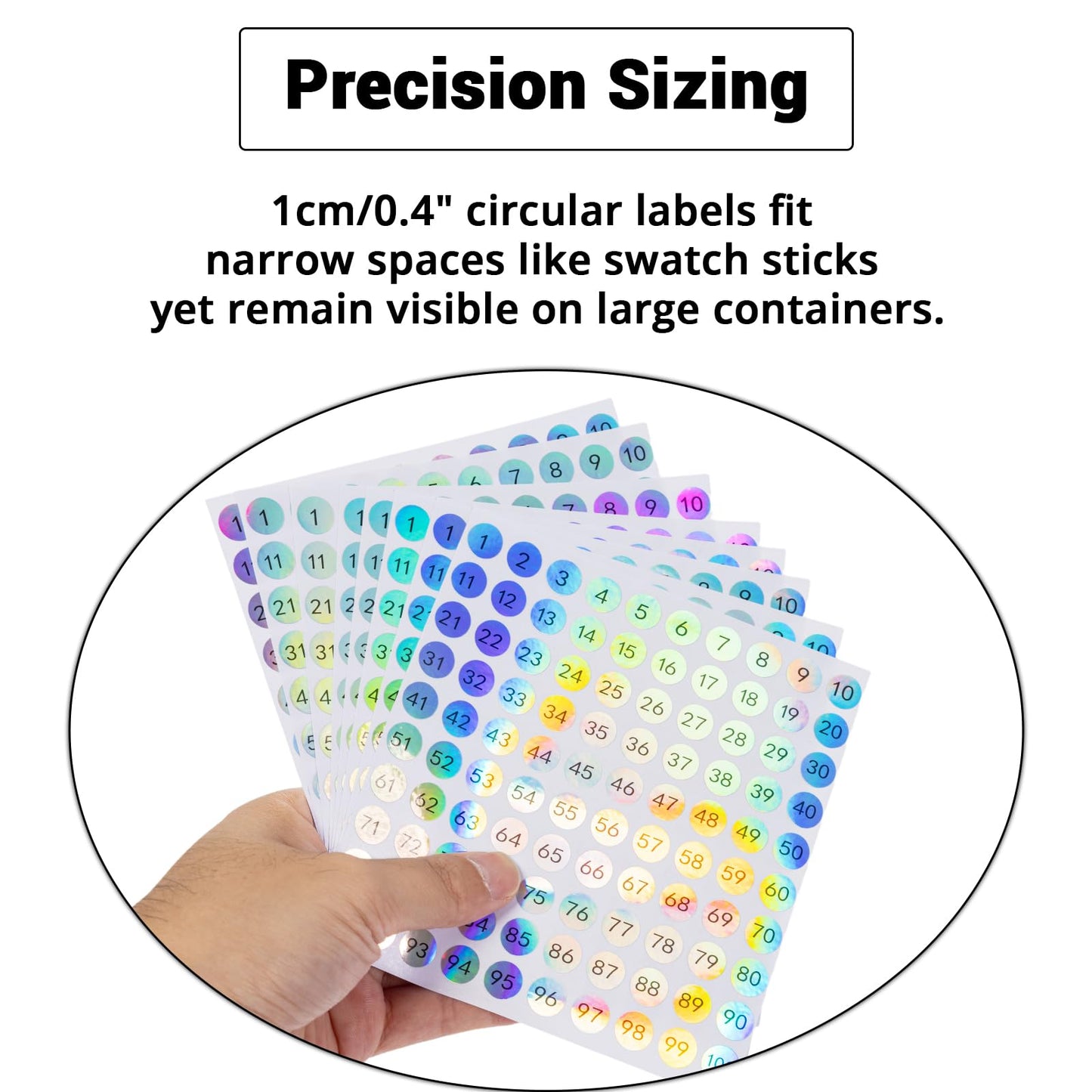 Reflective Laser Numbered Stickers - 40 Self-Adhesive Sheets (1-100) for Storage & Cosmetic Organization