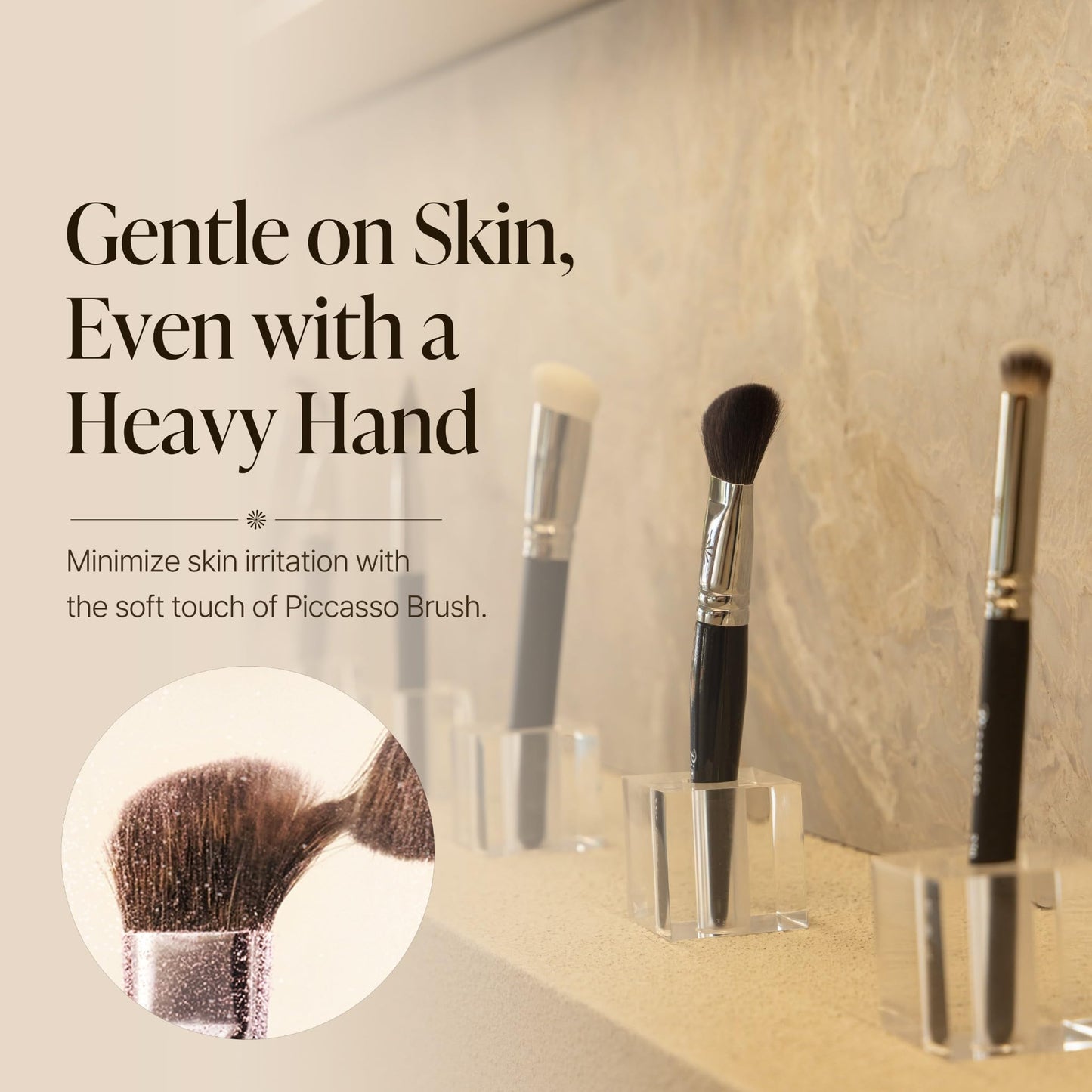 Piccasso Professional Makeup Spatula Sponge 2 Set - Stainless Steel Foundation Spatula for Thin & Seamless Base - K-Beauty Korean Tool for Flawless Finish - Includes Leather Case