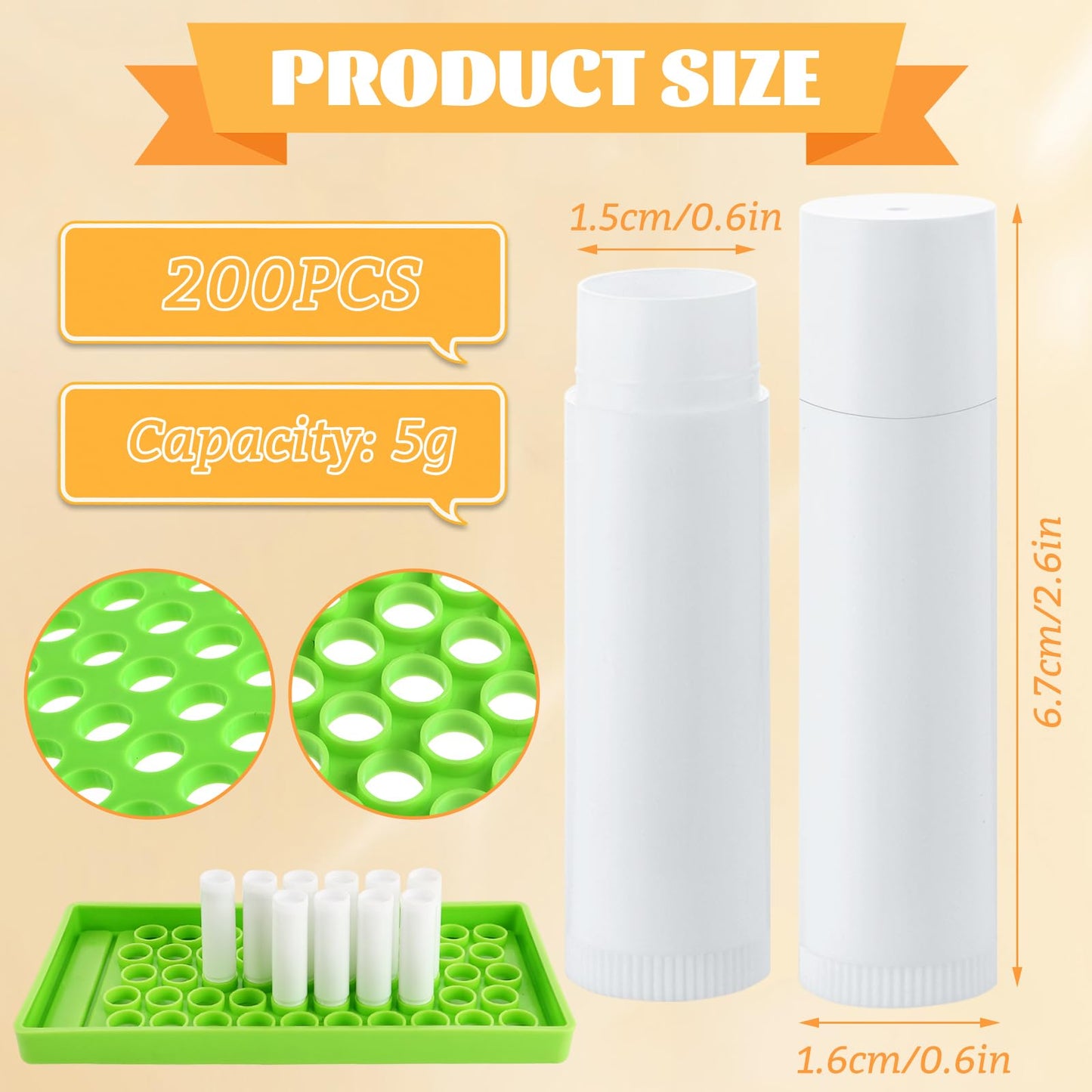 ABuff 200 Pcs Lip Balm Tubes 5g Empty Plastic Lip Gloss Balm Containers with Filling Tray and Spatula, White Empty Chapstick Tubes for DIY Homemade Lipsticks, Solid Perfume
