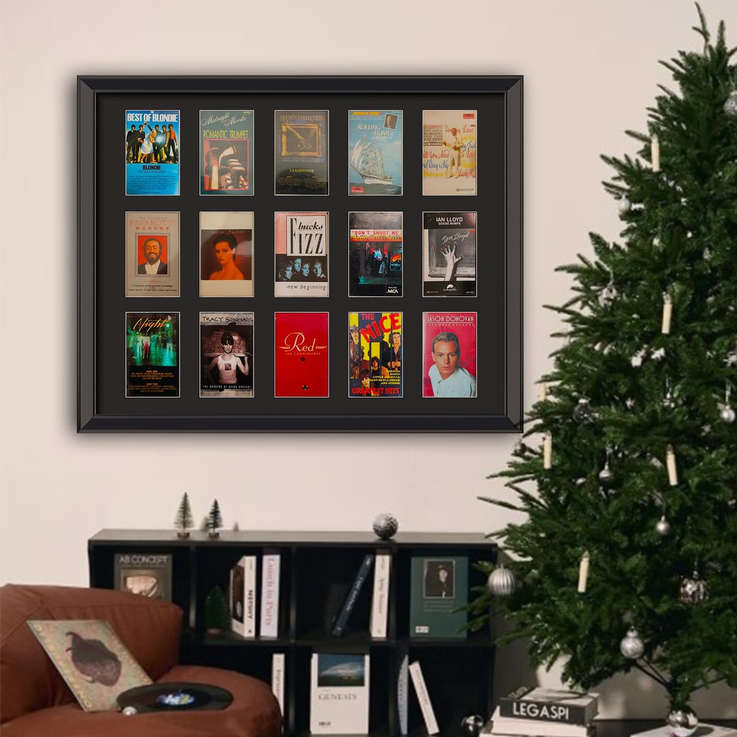 Cassette Tape Storage Shadow Box Display Stand,Cassette Tape Display Frame,Cassette Tape And case Display Frame,15 Cassette Rack Display cabinet,Music Tape Storage Display Rack,Audio Storage Solution.