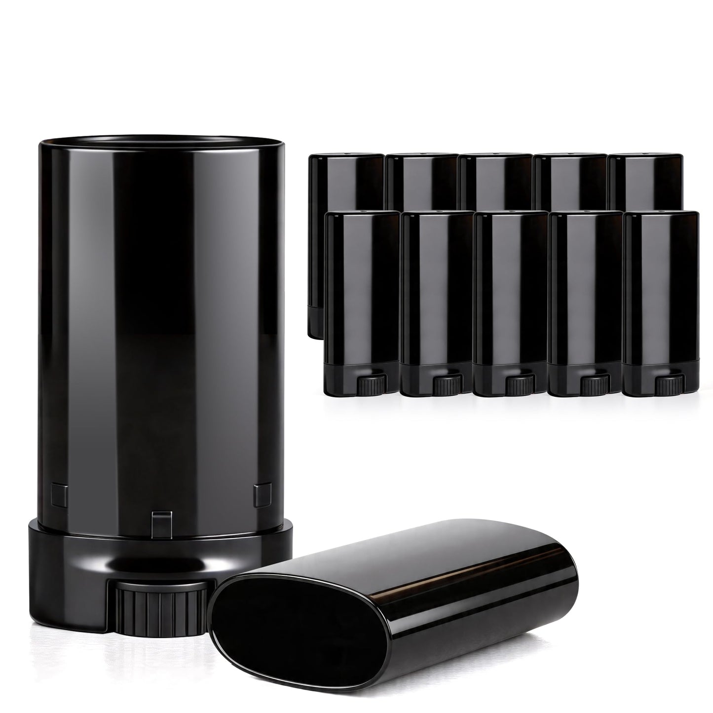 Xiboya textile 100PCS 15ML Black Empty Oval Deodorant Lip Lipstick Balm Tubes Containers for DIY Homemade Crayon Chapstick Holder