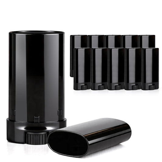 Xiboya textile 100PCS 15ML Black Empty Oval Deodorant Lip Lipstick Balm Tubes Containers for DIY Homemade Crayon Chapstick Holder