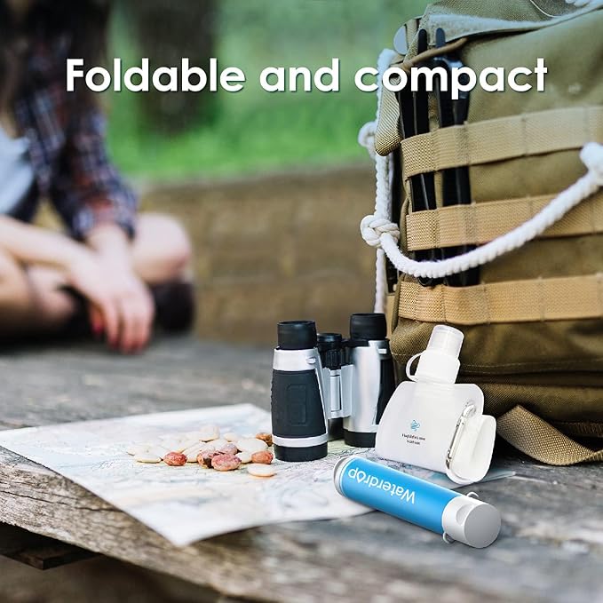 Waterdrop 16 oz Collapsible Water Pouch, Pack of 3, Hiking, Camping, Travel, BPA-Free, Reusable, Foldable