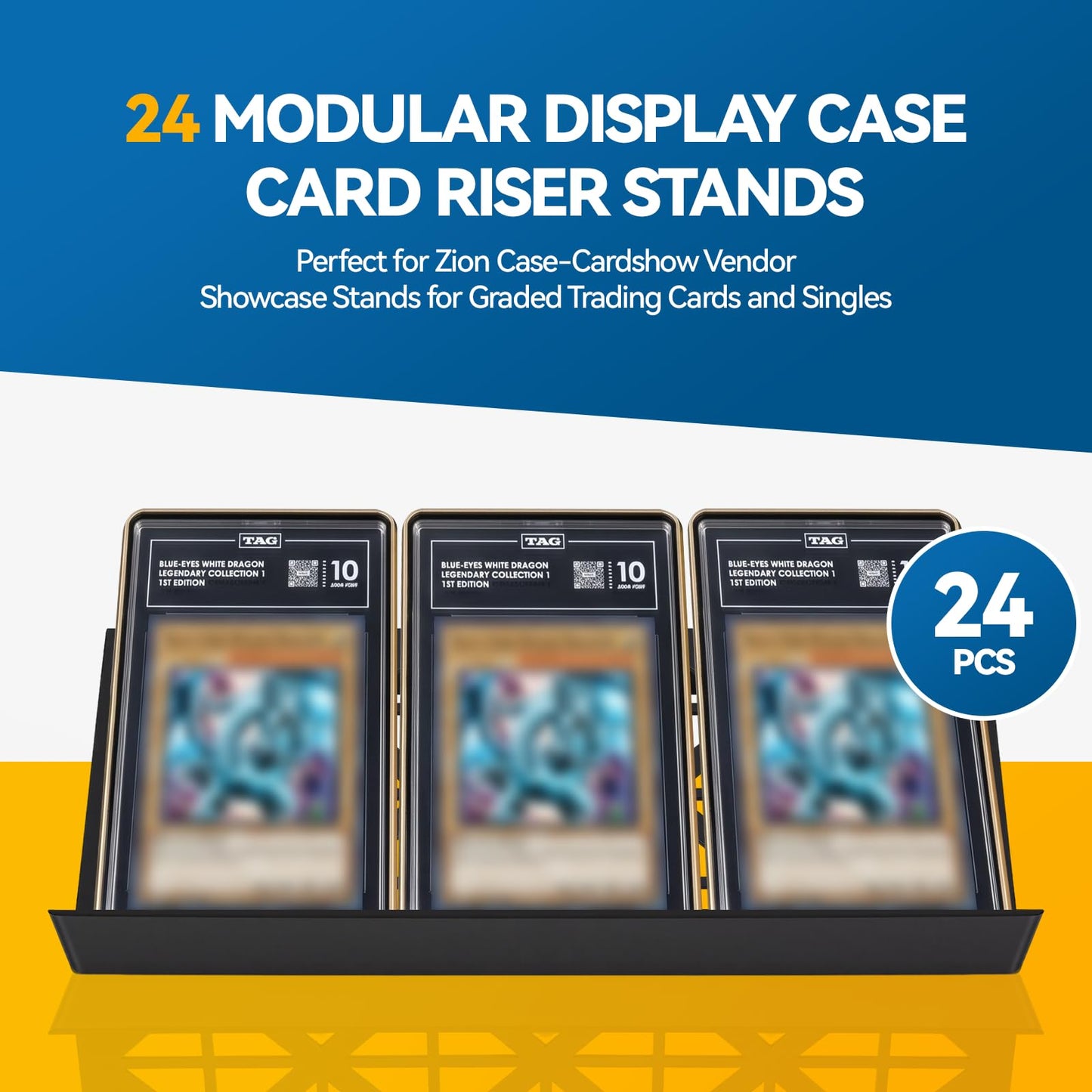 MARINOVA 24 Modular Display Case Card Riser Stands： Perfect for Zion Case-Cardshow Vendor Showcase Stands for Graded Trading Cards and Singles