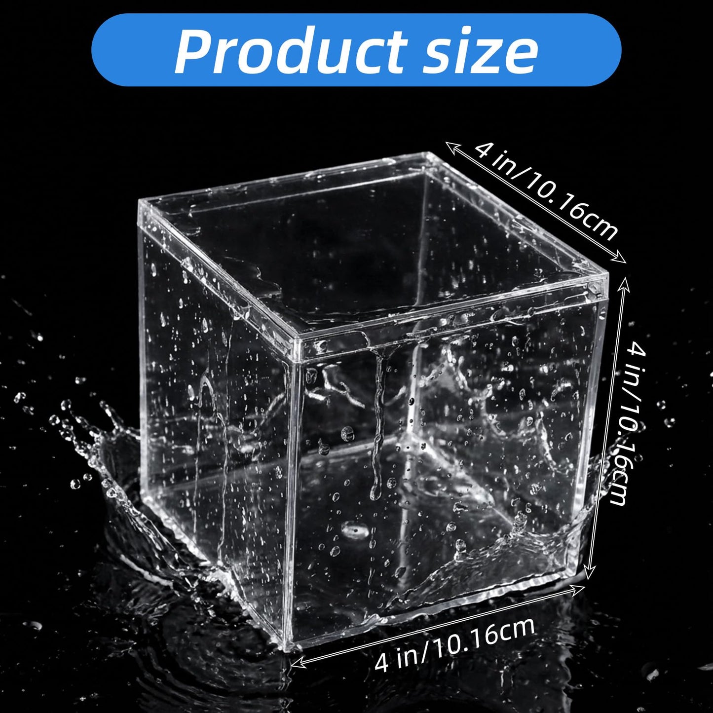 kenaeooe 12 Pcs Clear Acrylic Box with Lid, 4 x 4 Inch Square Decorative Storage Container for Candy, Little Trinkets, and Jewelry Display